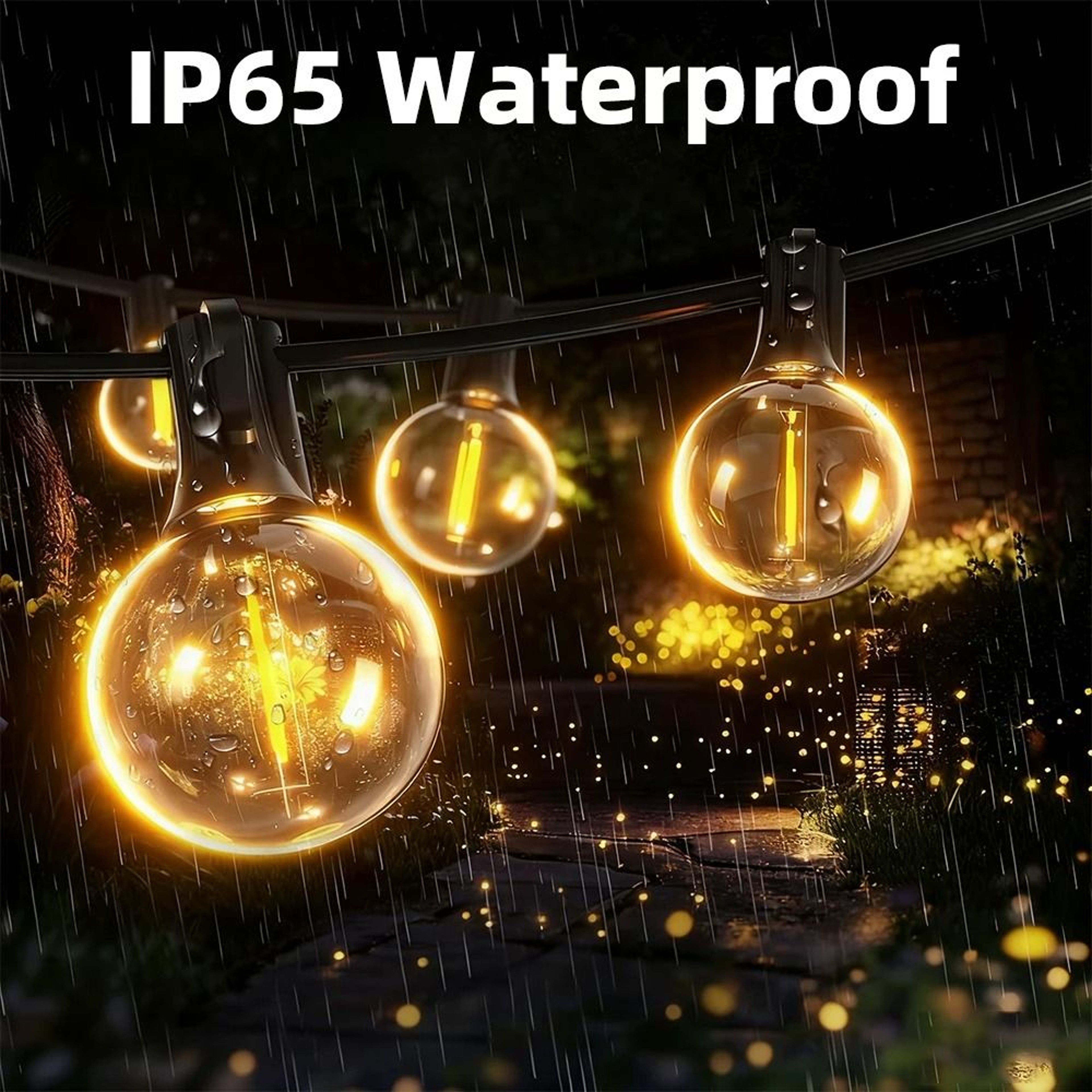 Outdoor Solar String Lights G40 Spherical LED Bulbs IP65 Waterproof Patio Decor 1