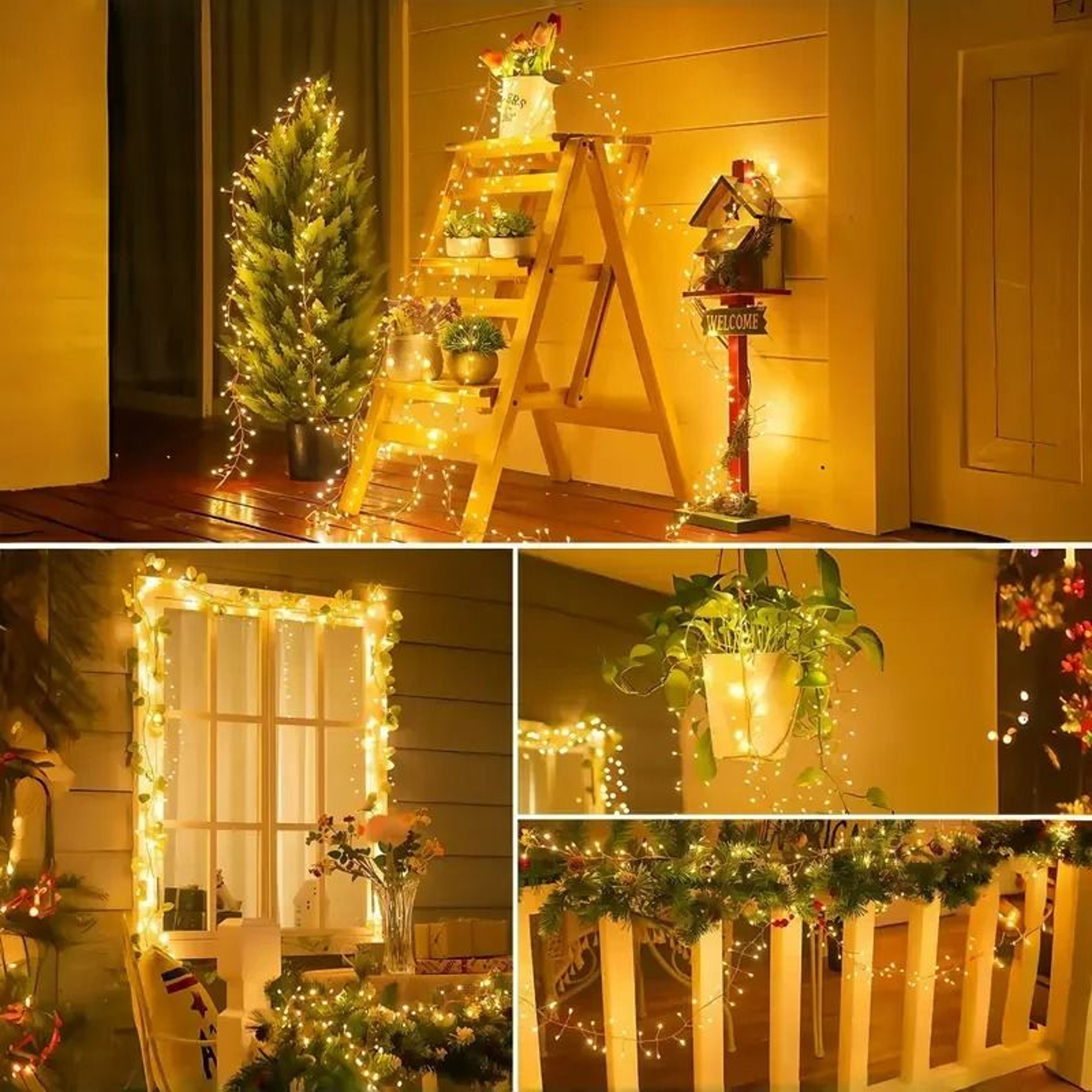 Solar Outdoor Firecracker Fairy String Lights 8 Modes Waterproof Garland Decor 3