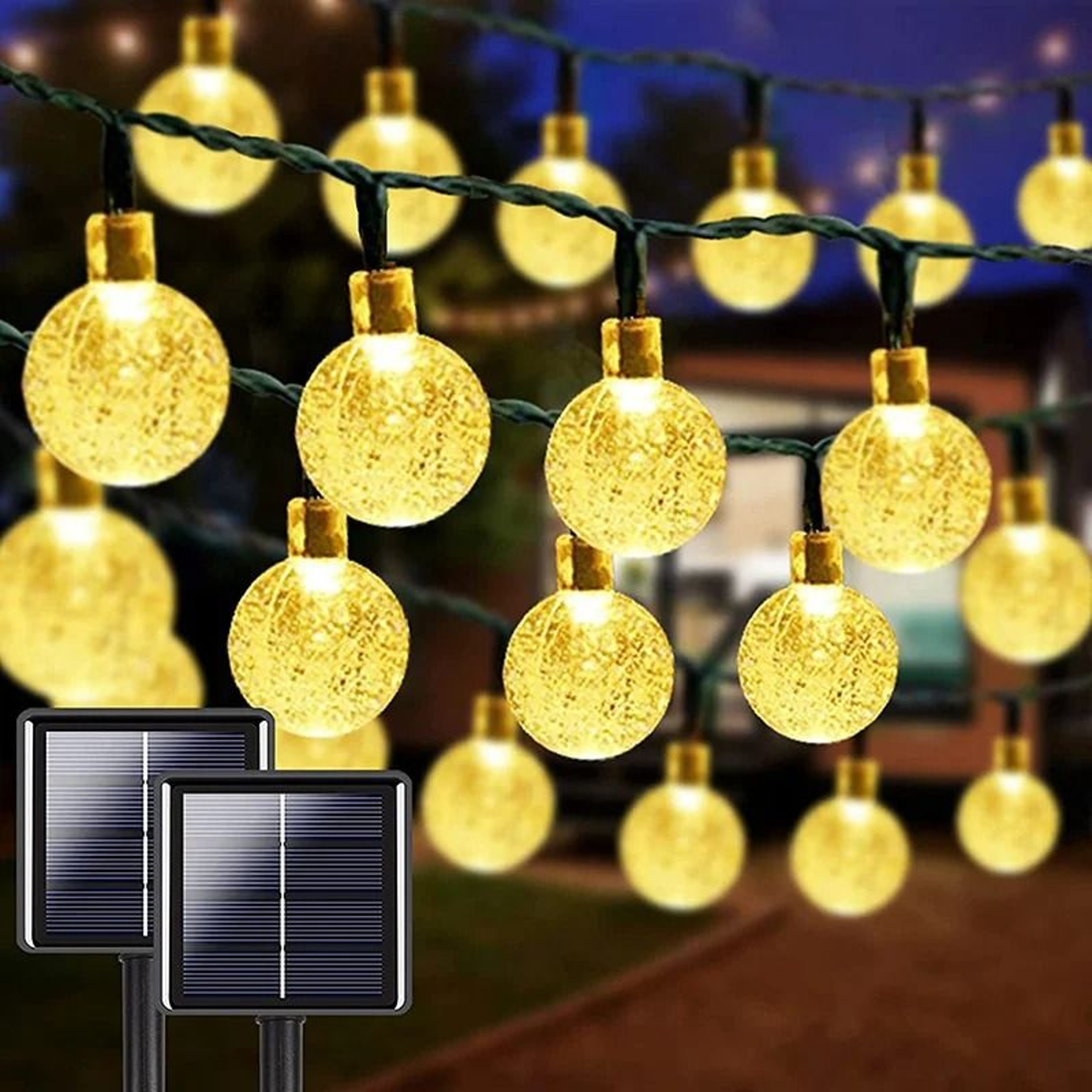 Solar Outdoor Crystal Globe String Lights 8 Modes Waterproof LED Fairy Decor 5