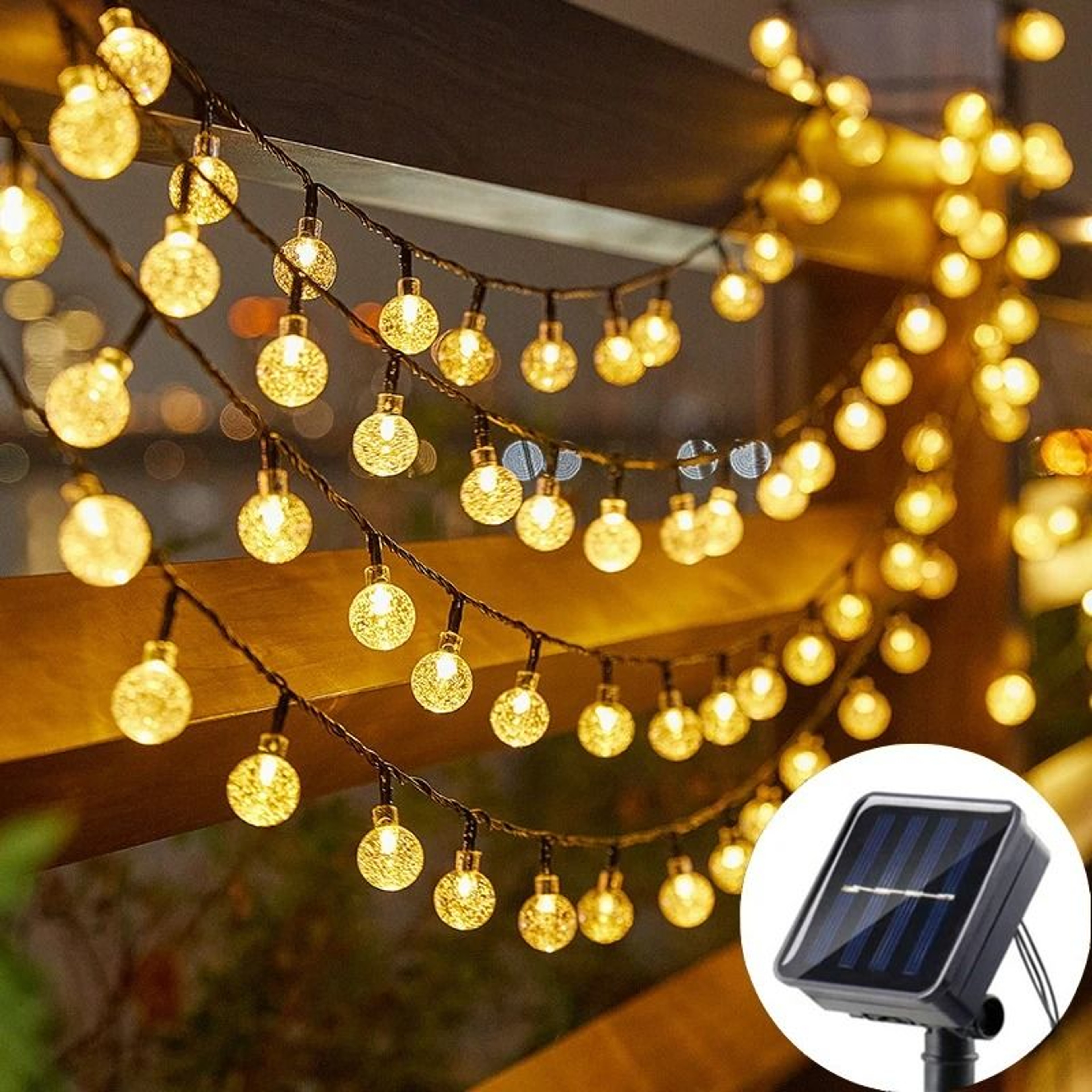 Solar Outdoor Crystal Globe String Lights 8 Modes Waterproof LED Fairy Decor 0