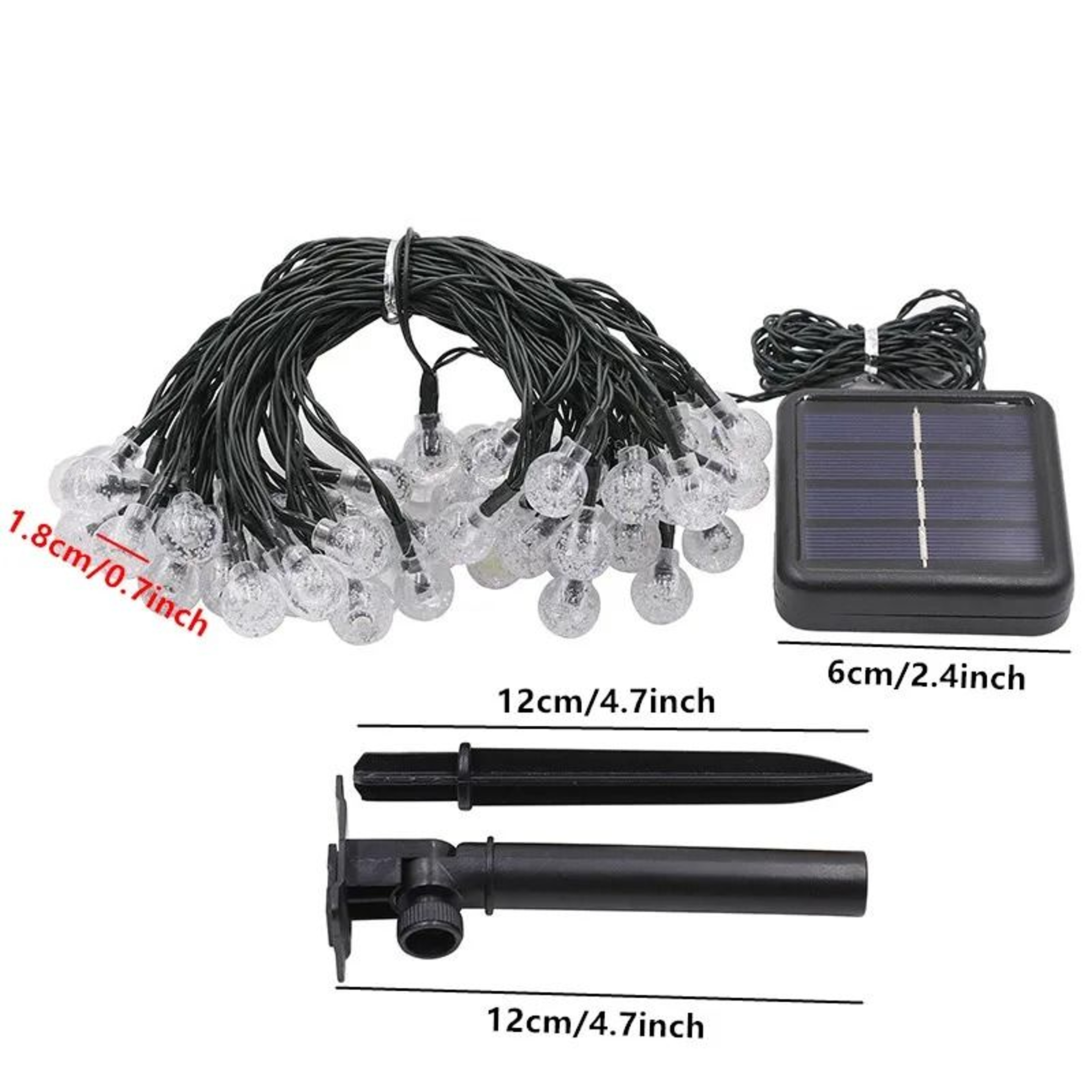 Solar Outdoor Crystal Globe String Lights 8 Modes Waterproof LED Fairy Decor 4