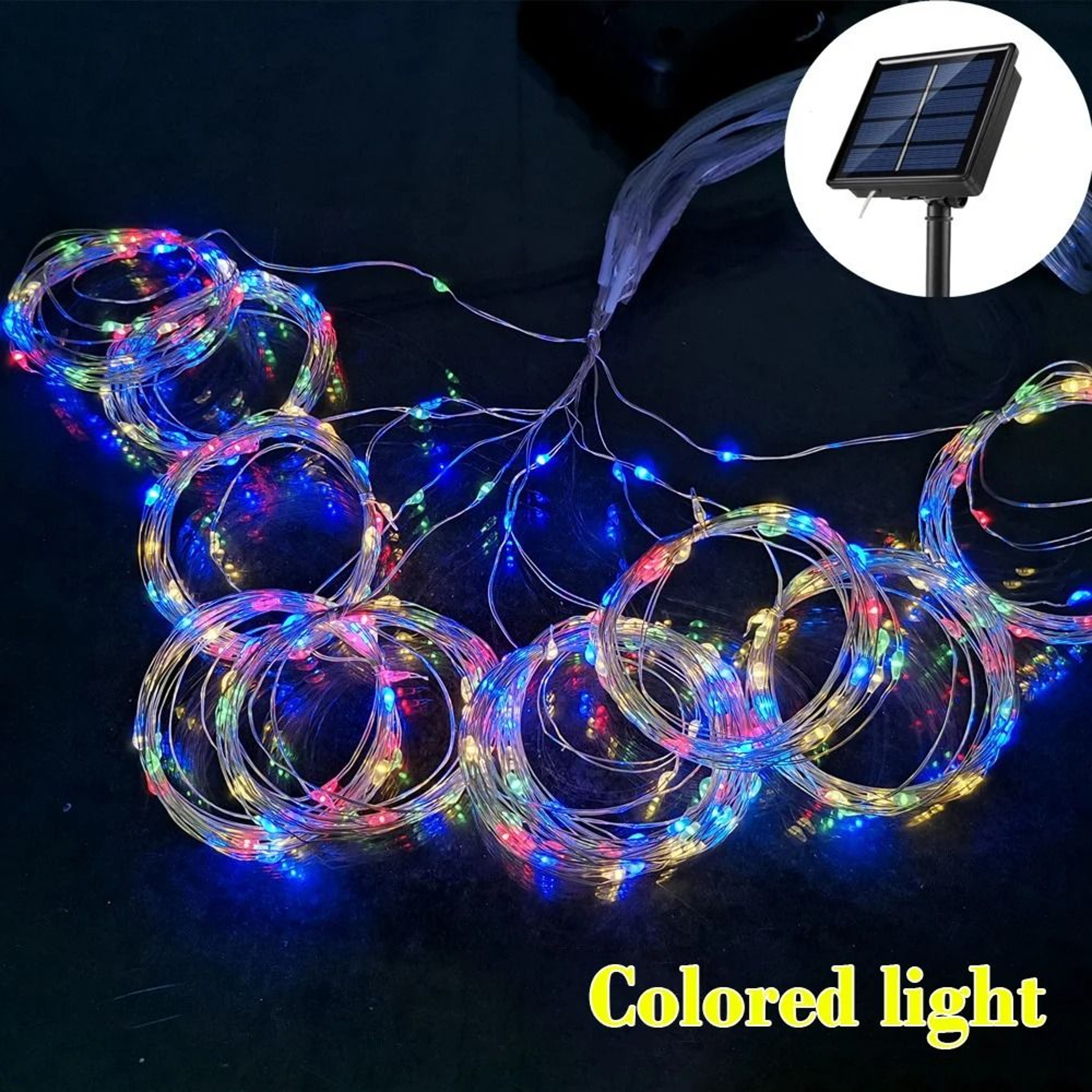 Solar Outdoor Curtain LED String Lights Waterproof Copper Wire Wall Decor 9