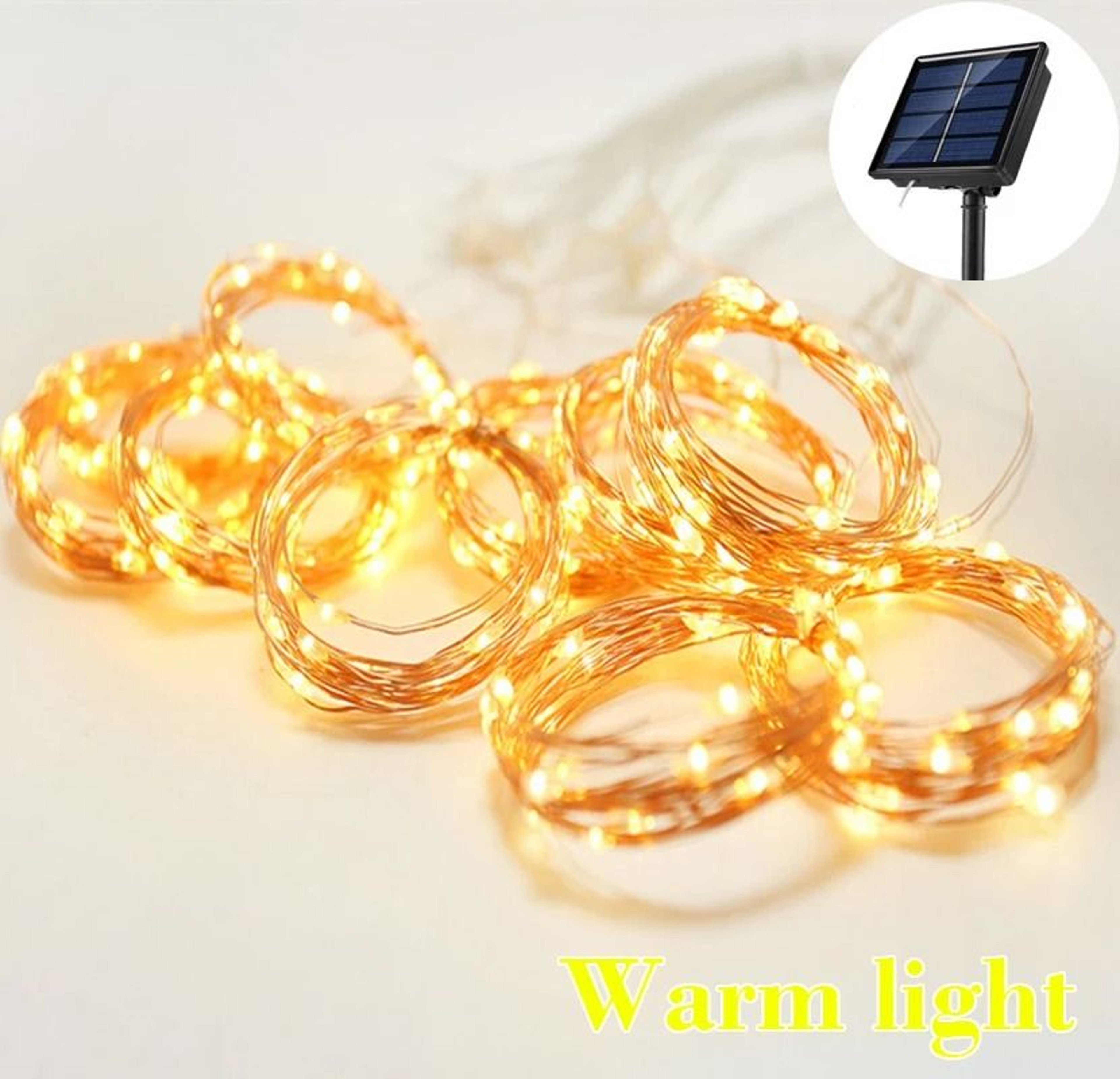 Solar Outdoor Curtain LED String Lights Waterproof Copper Wire Wall Decor 6