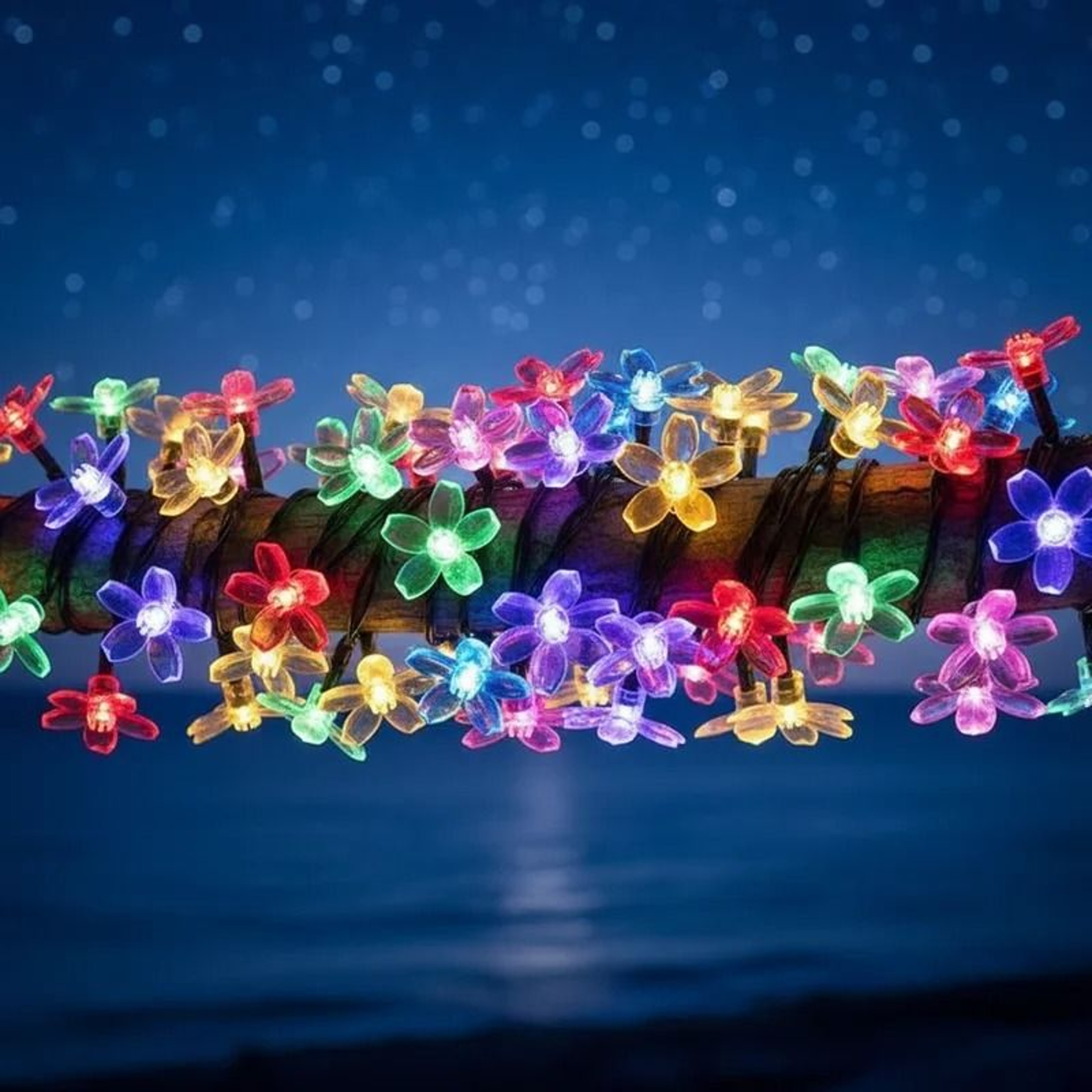 Solar Outdoor Cherry Flower String Lights Waterproof LED Sakura Garden Decor 1