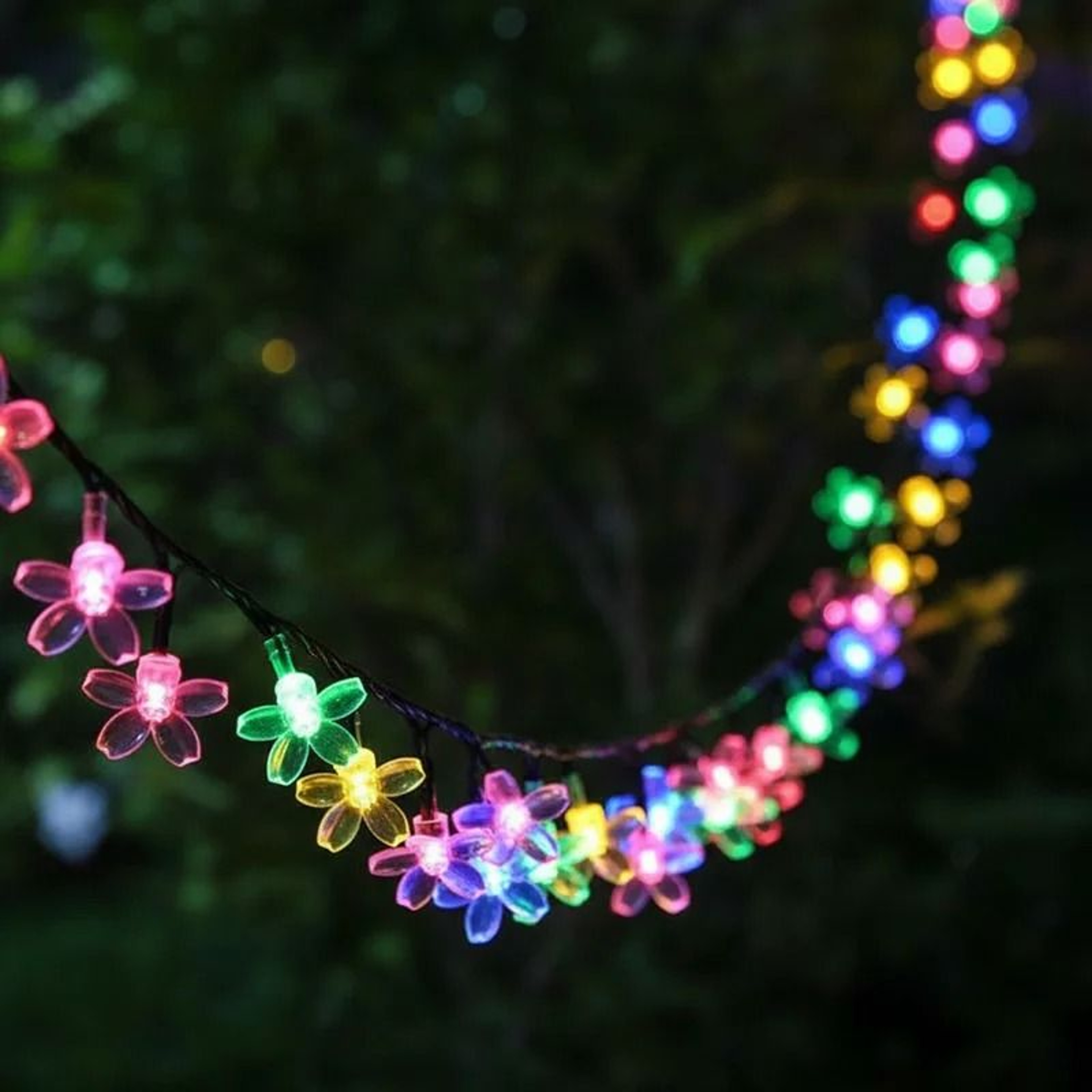 Solar Outdoor Cherry Flower String Lights Waterproof LED Sakura Garden Decor 2