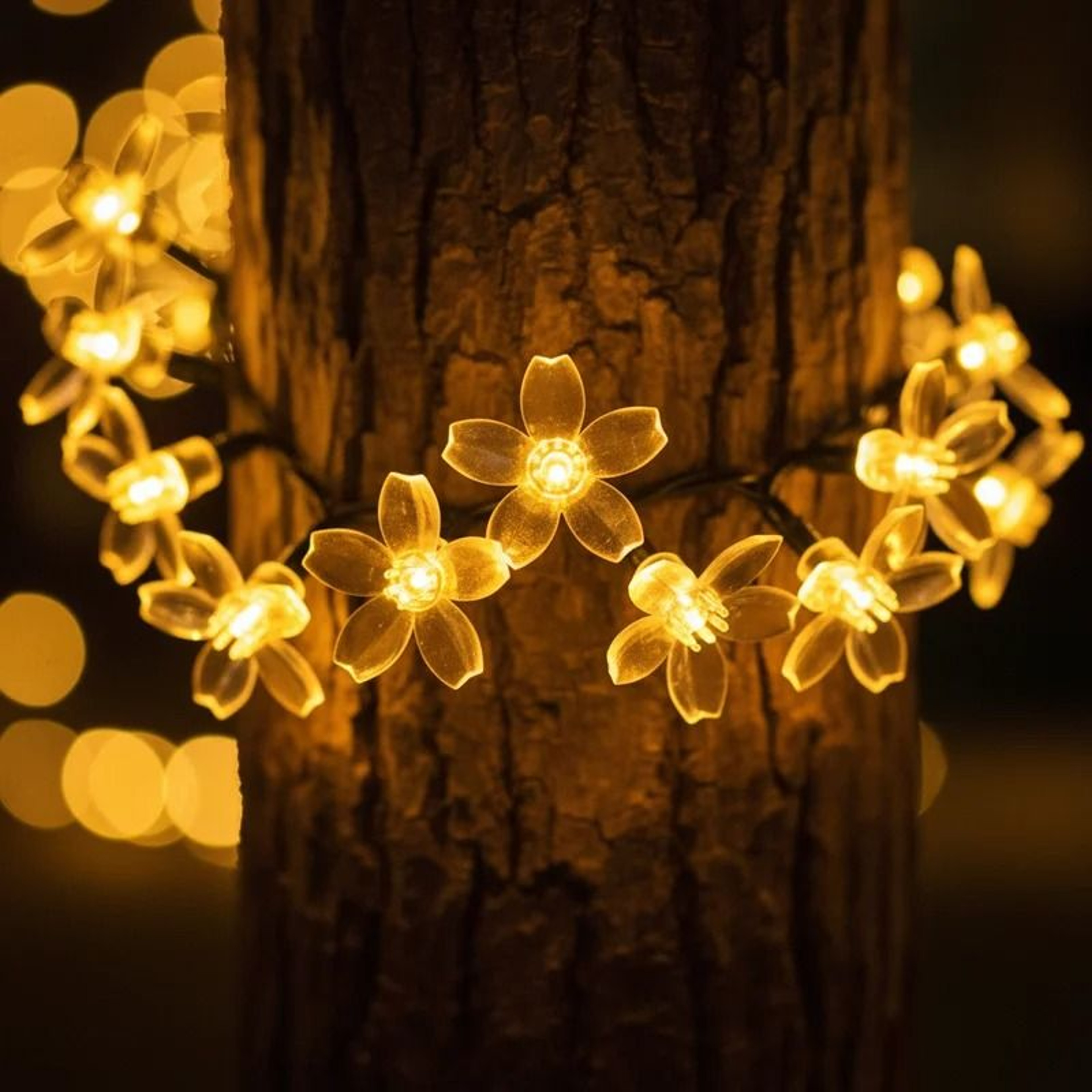 Solar Outdoor Cherry Flower String Lights Waterproof LED Sakura Garden Decor 3