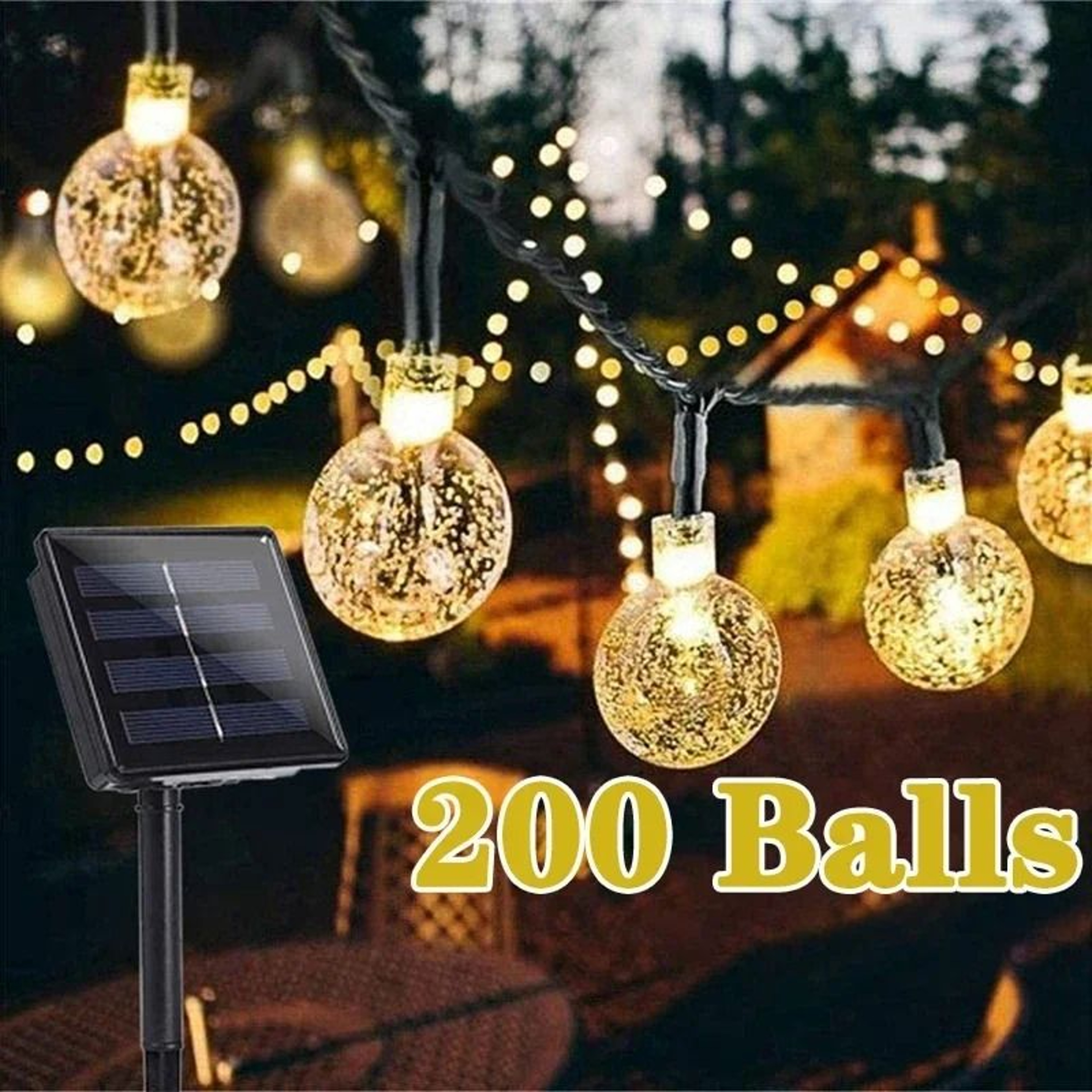 200LED Solar Outdoor Crystal Fairy String Lights 8 Modes Waterproof Patio Decor 0