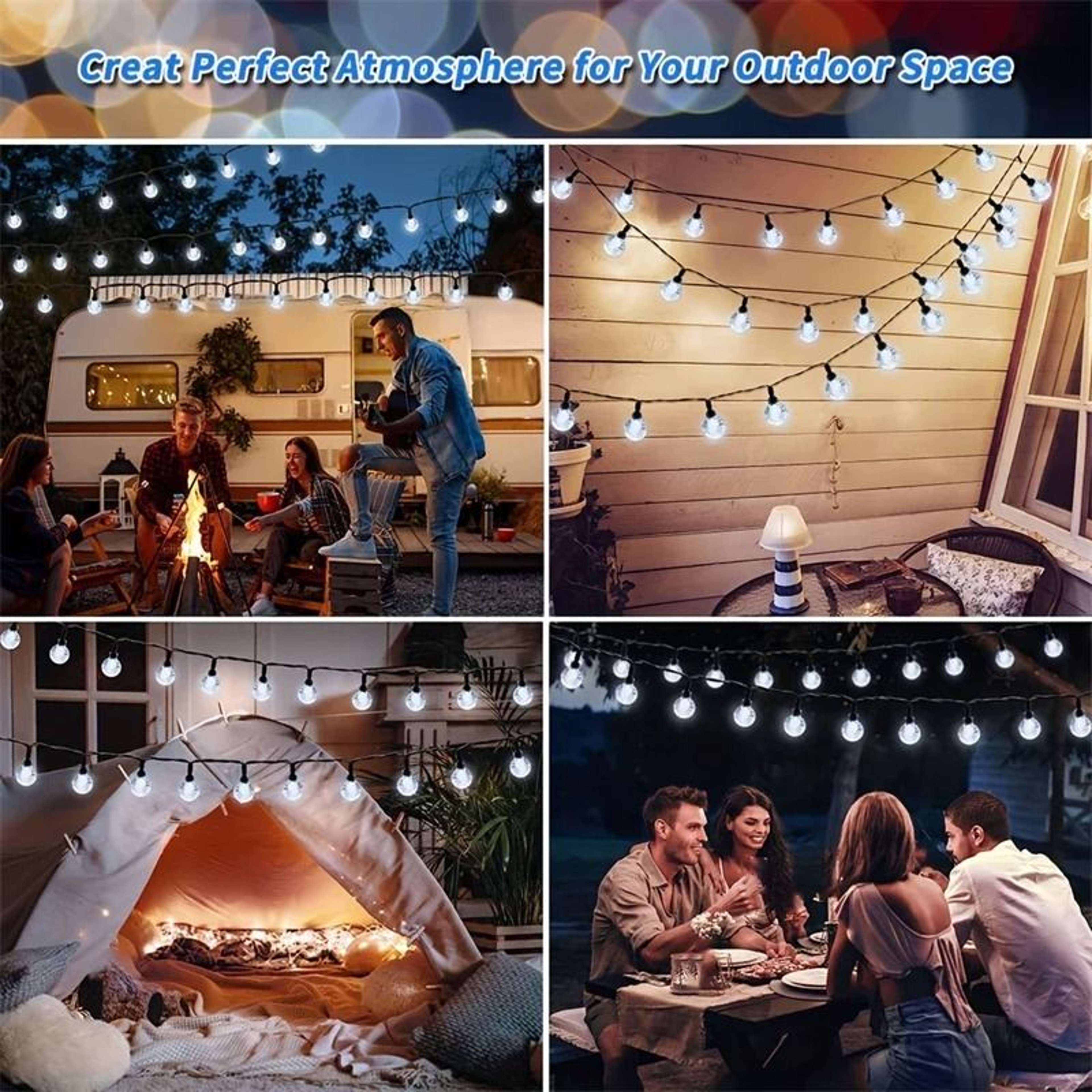 Solar Outdoor Bubble Crystal Globe String Lights 8 Modes Waterproof Patio Decor 4