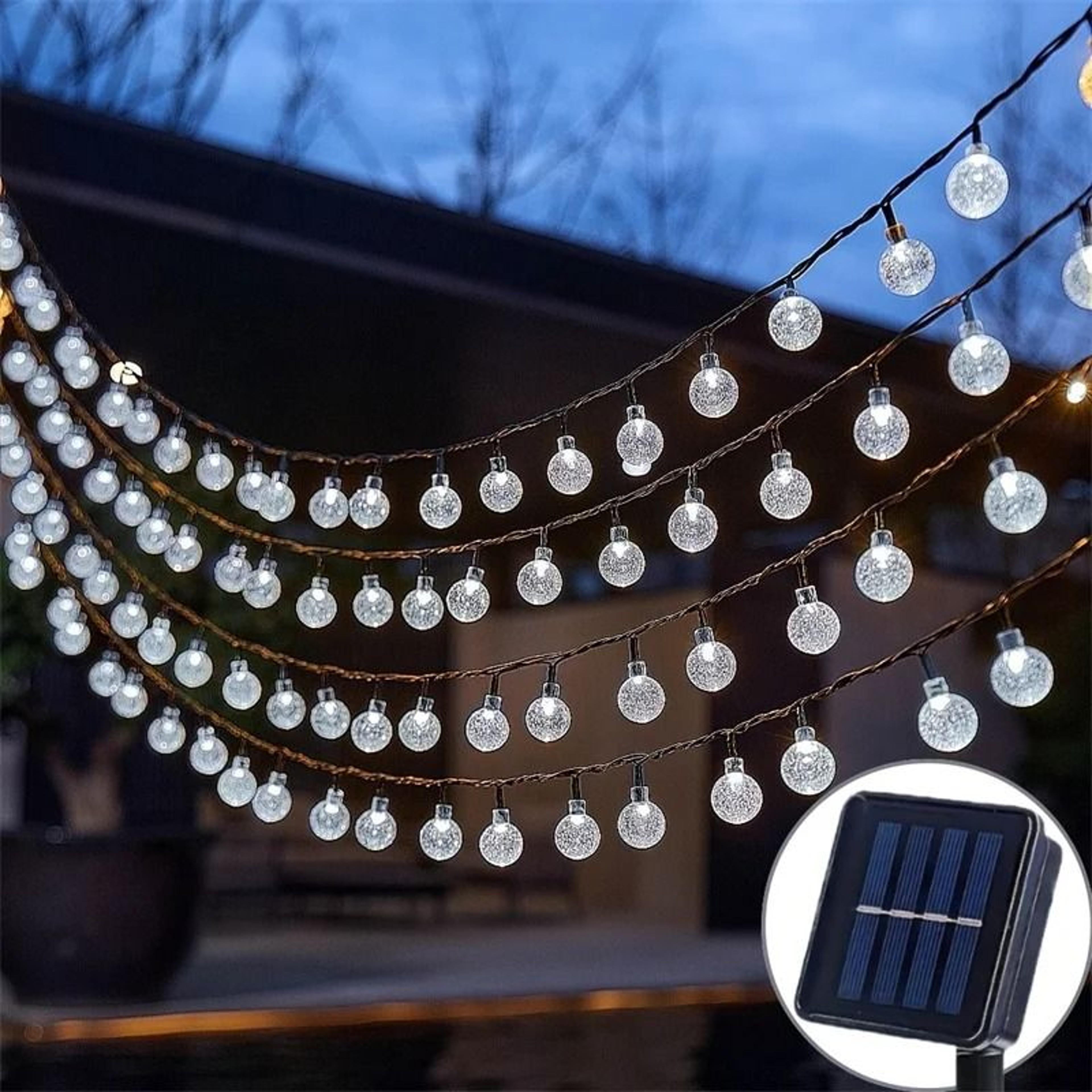 Solar Outdoor Bubble Crystal Globe String Lights 8 Modes Waterproof Patio Decor 6