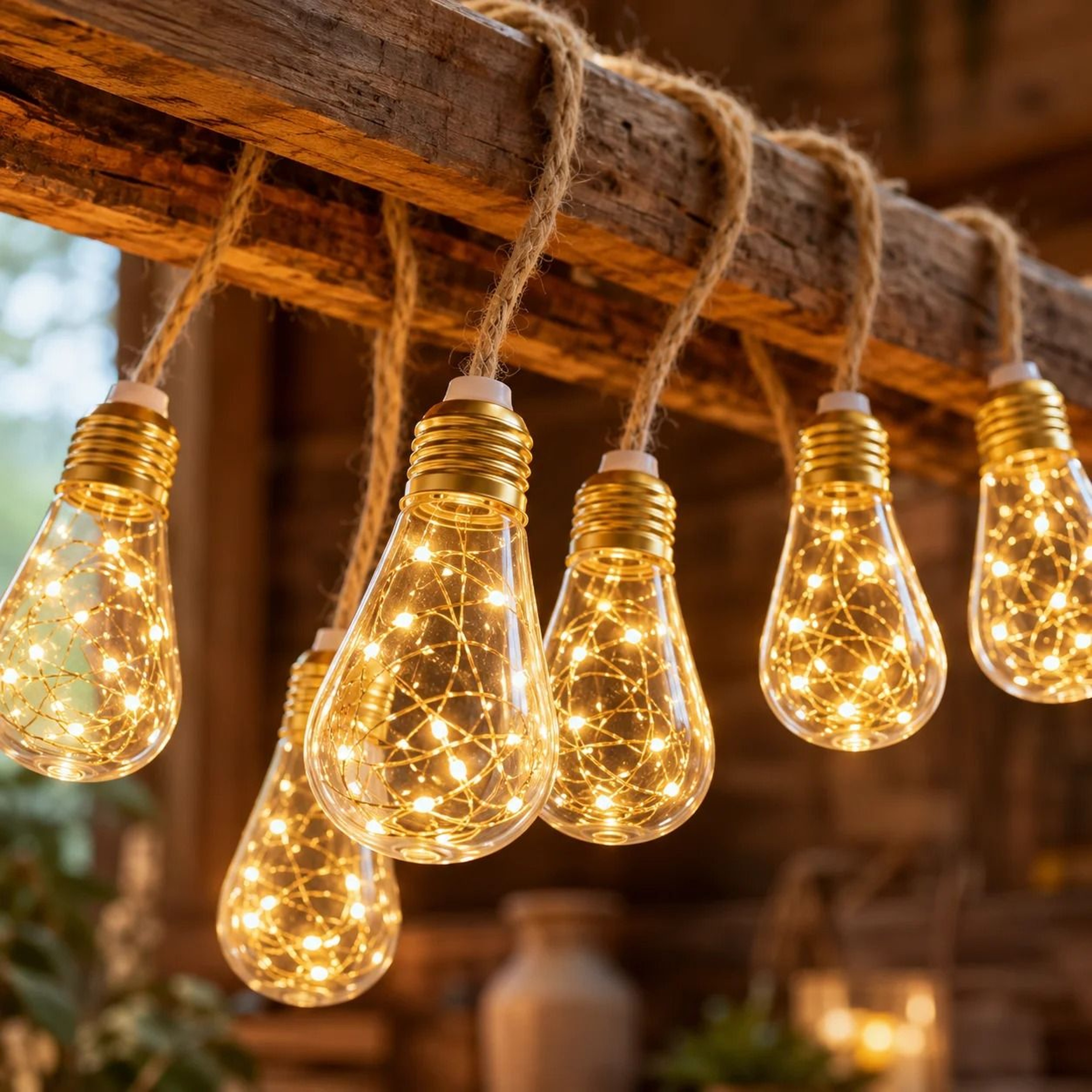 Solar Outdoor Hemp Rope Edison Bulb String Lights Waterproof Patio Decor 6