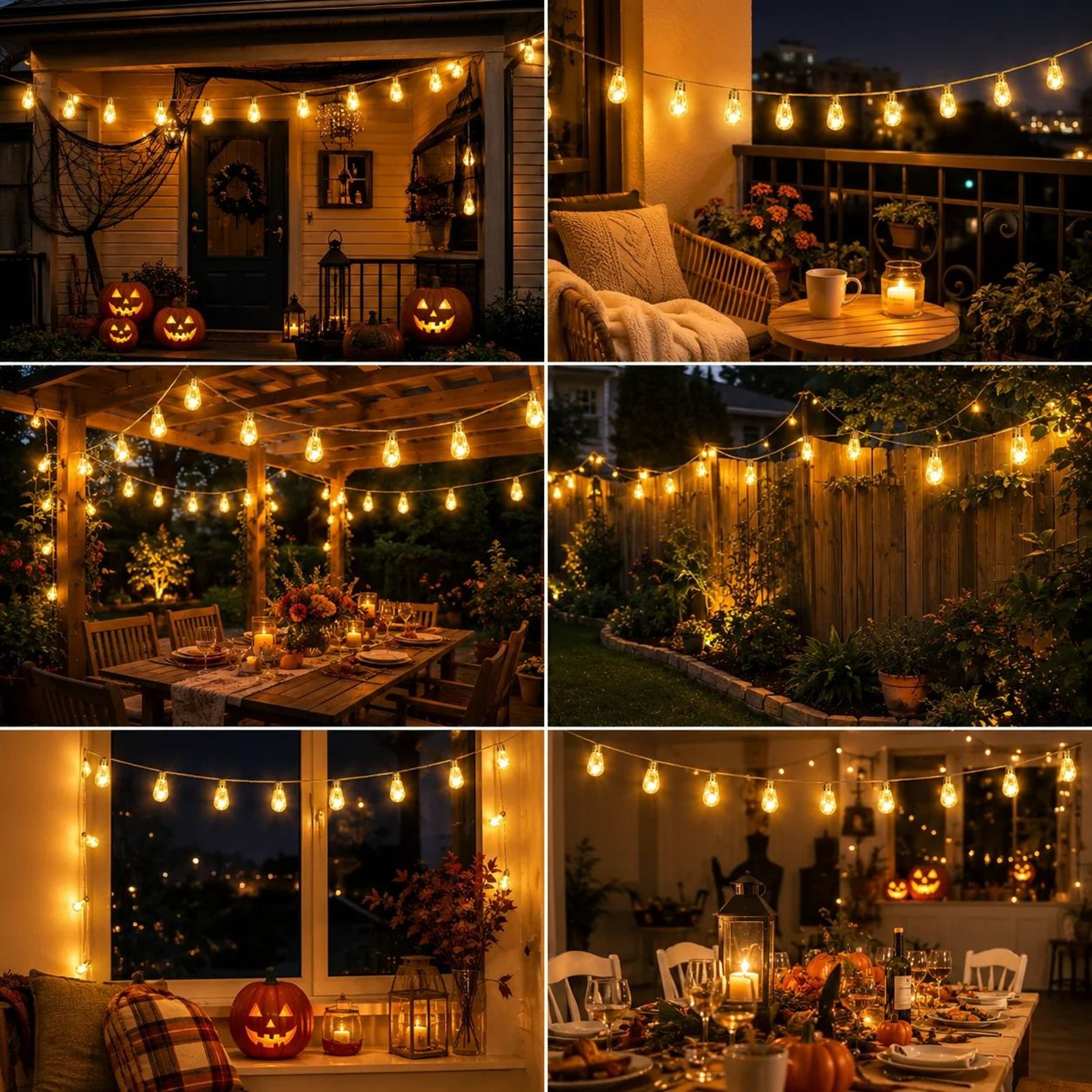 Solar Outdoor Hemp Rope Edison Bulb String Lights Waterproof Patio Decor 5