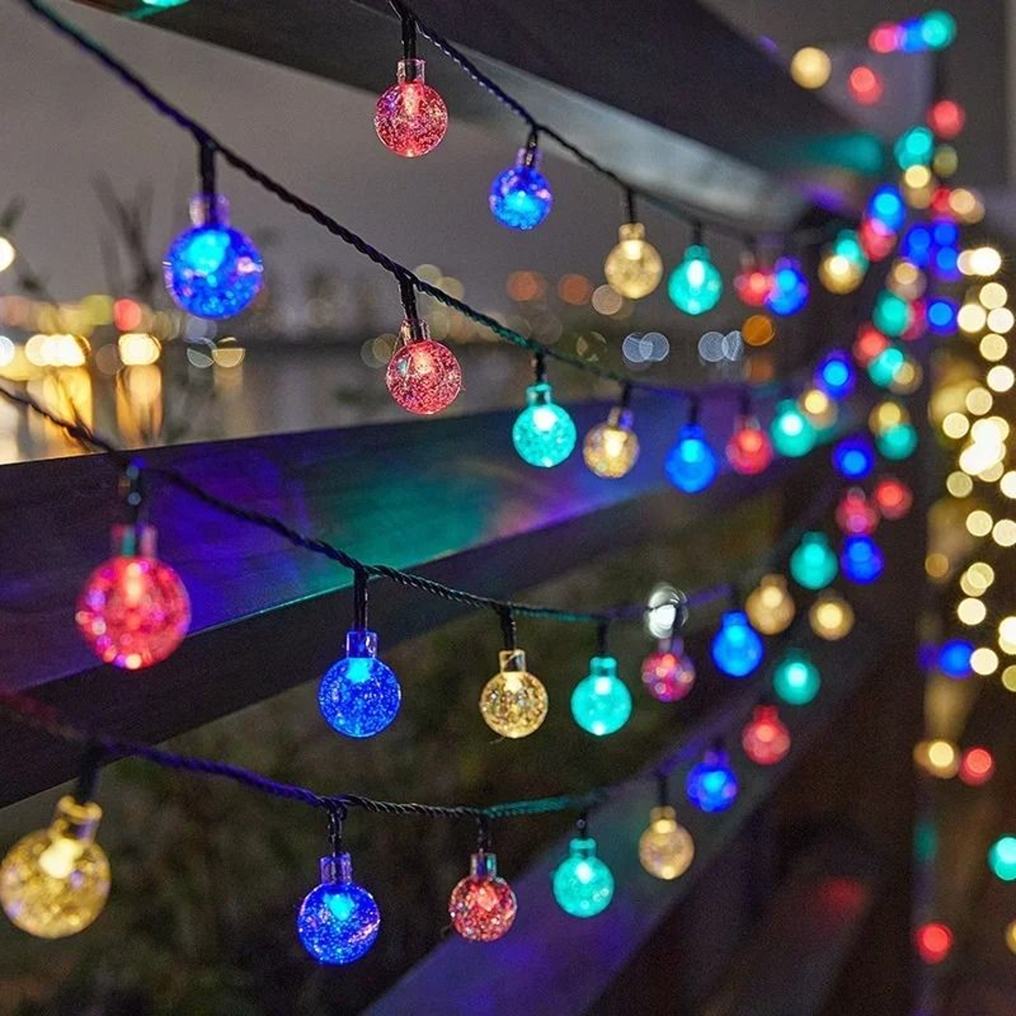 Solar Outdoor Crystal Globe String Lights 5712M Waterproof Garden Decor 1