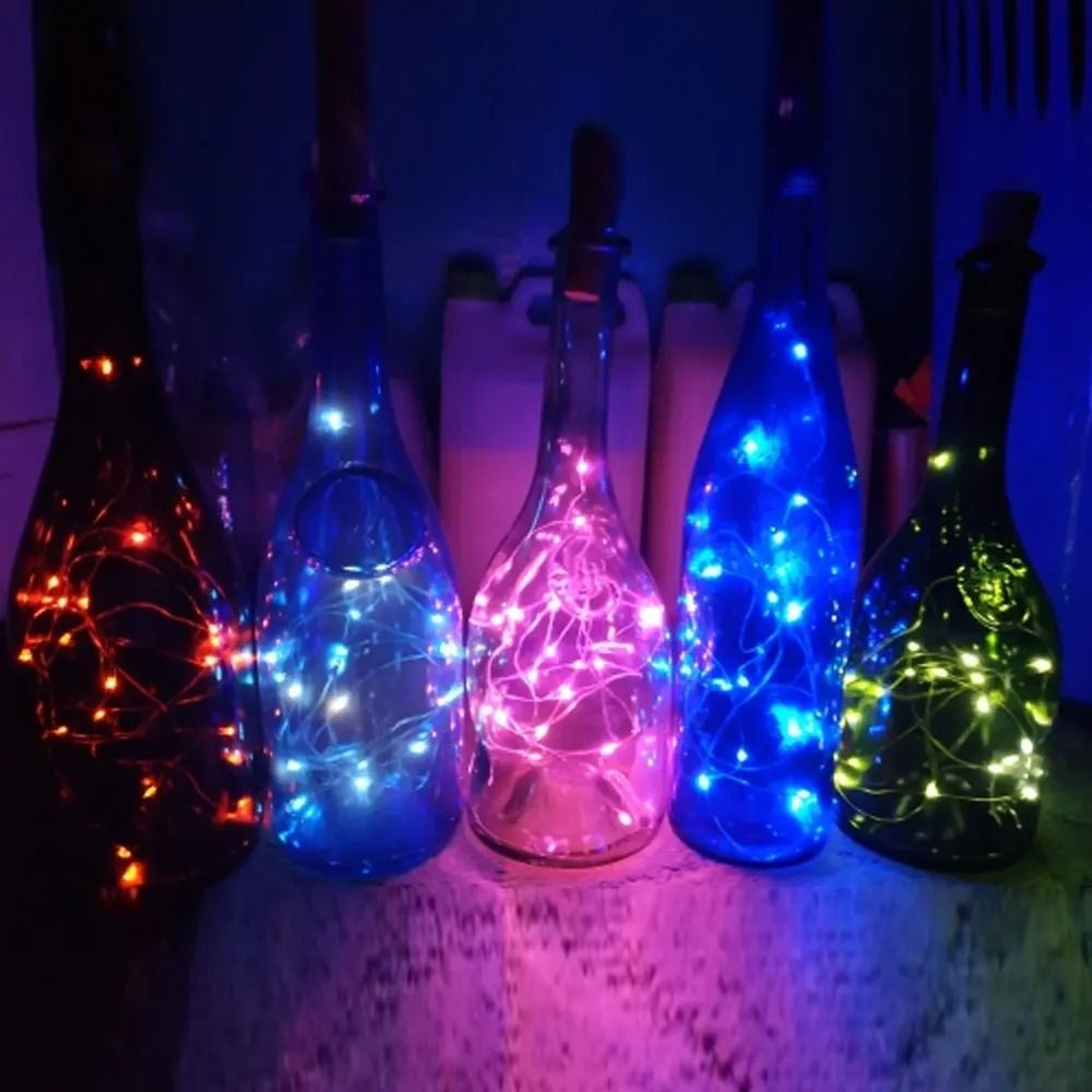 Solar Outdoor Wine Bottle Lights Cork Shape Copper Wire Fairy Garland Decor 4