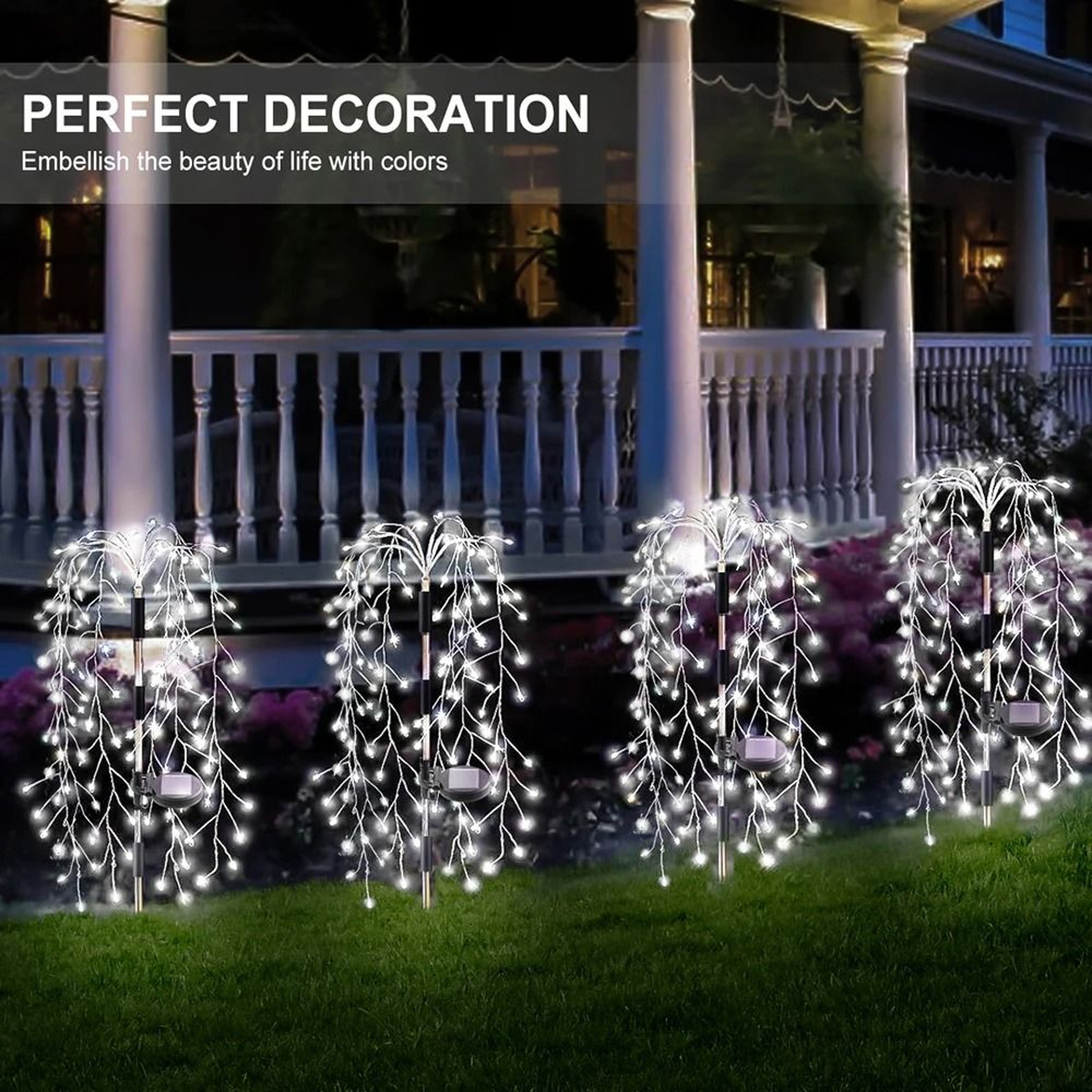 200LED Solar Willow Tree Firework Lights 8 Modes IP65 Waterproof Garden Decor 7