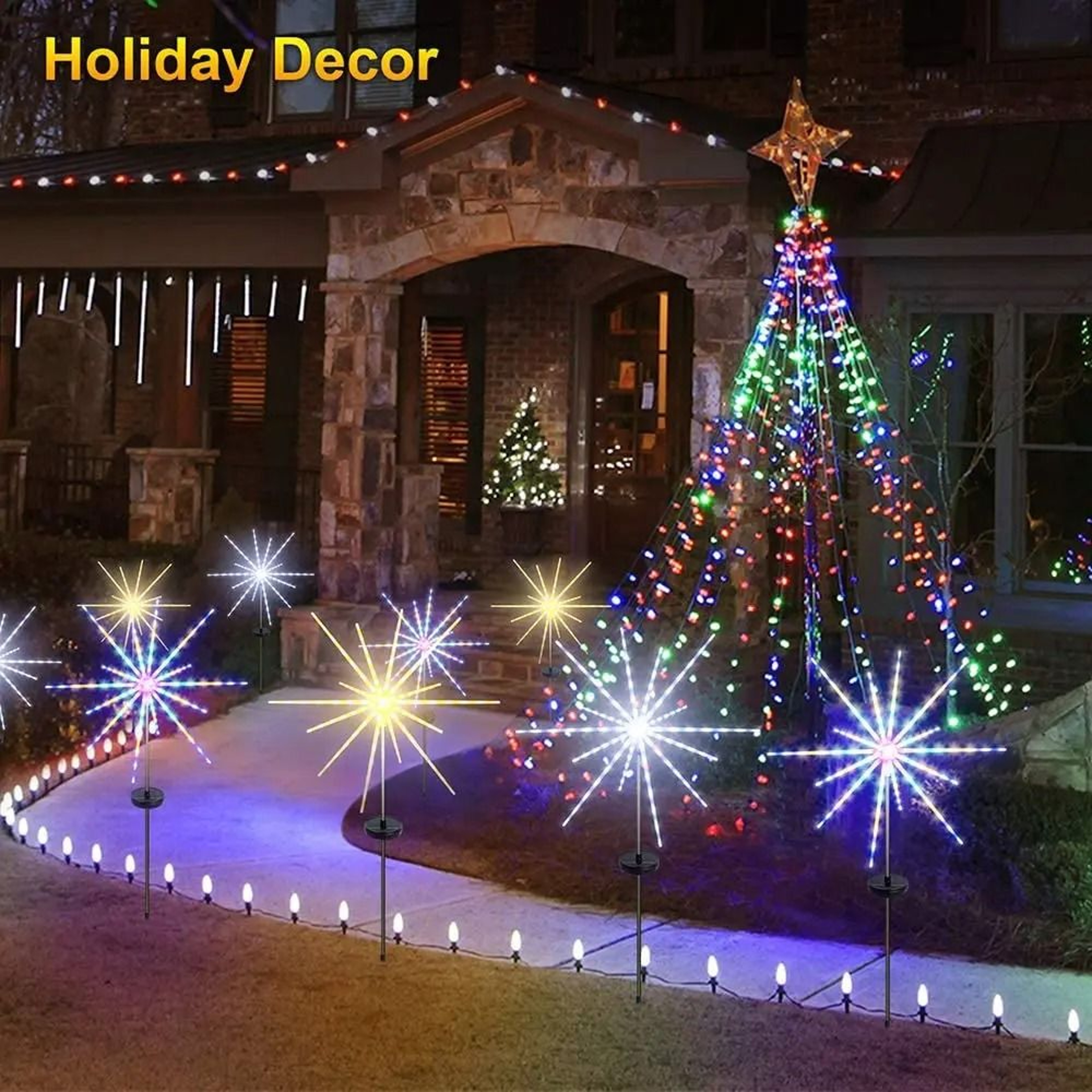 112LED Solar Outdoor Firework Light Strand 8 Modes Timing IP65 Garden Decor 2