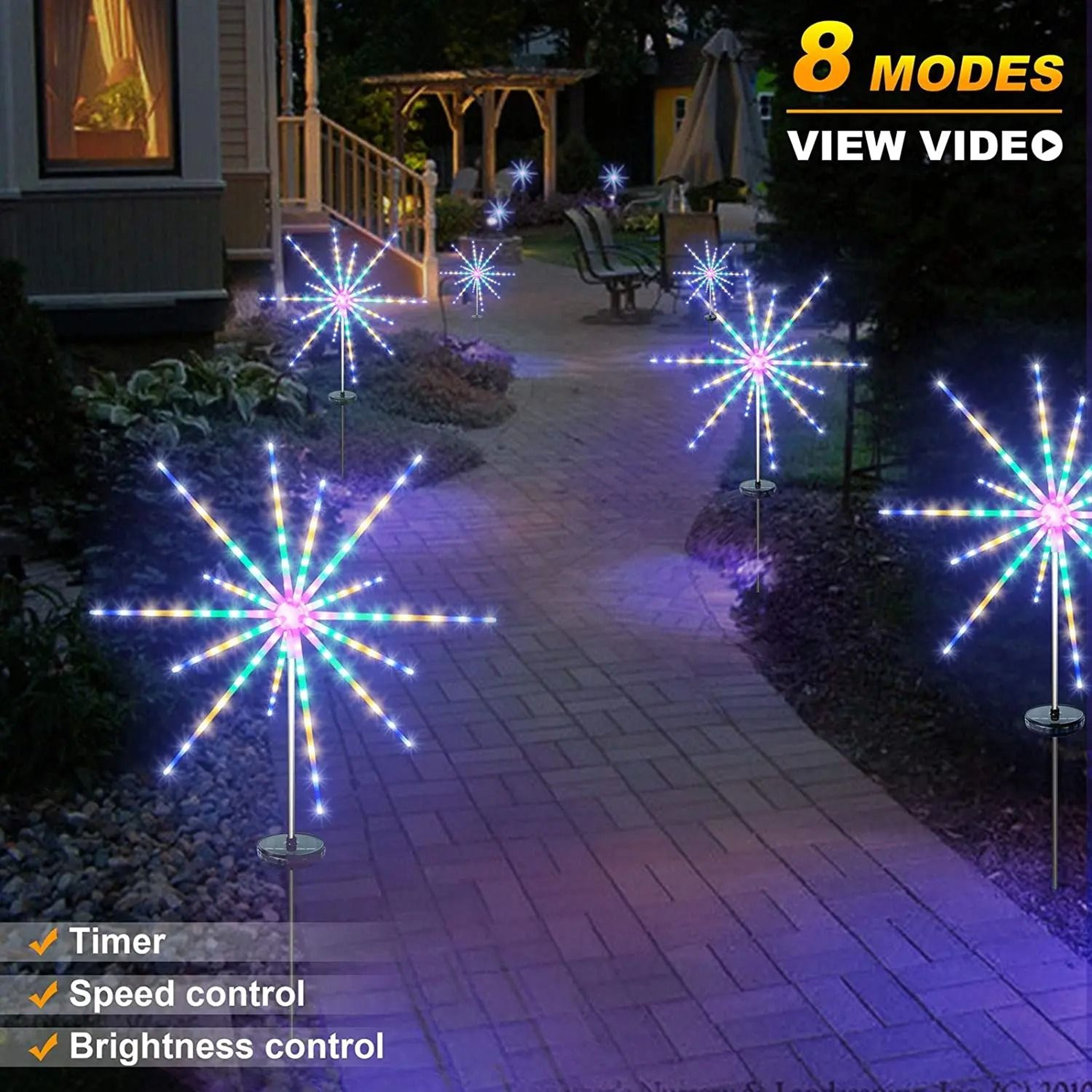 112LED Solar Outdoor Firework Light Strand 8 Modes Timing IP65 Garden Decor 3