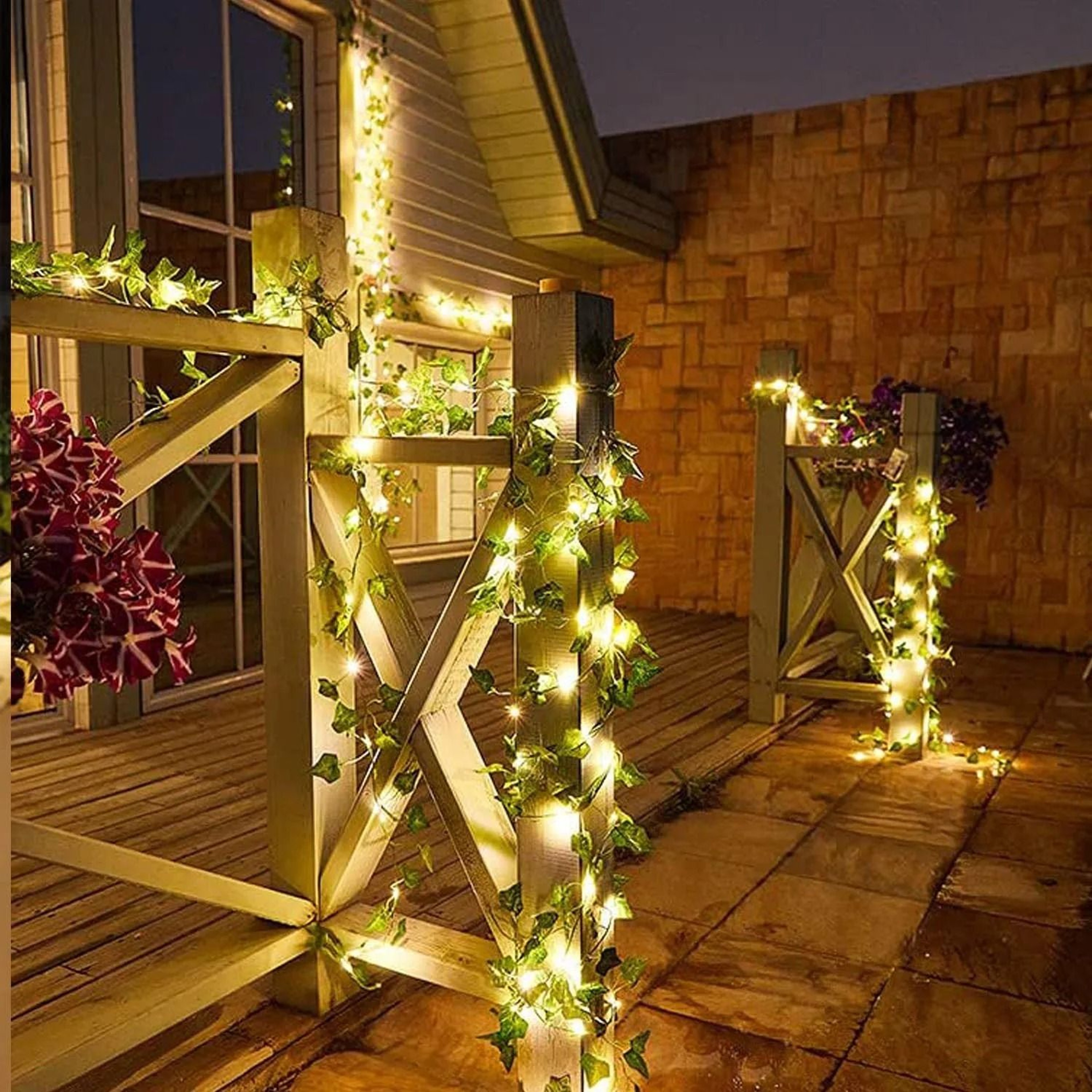 Solar Outdoor Ivy Vine Fairy String Lights 8 Modes IP65 Waterproof Garden Decor 3
