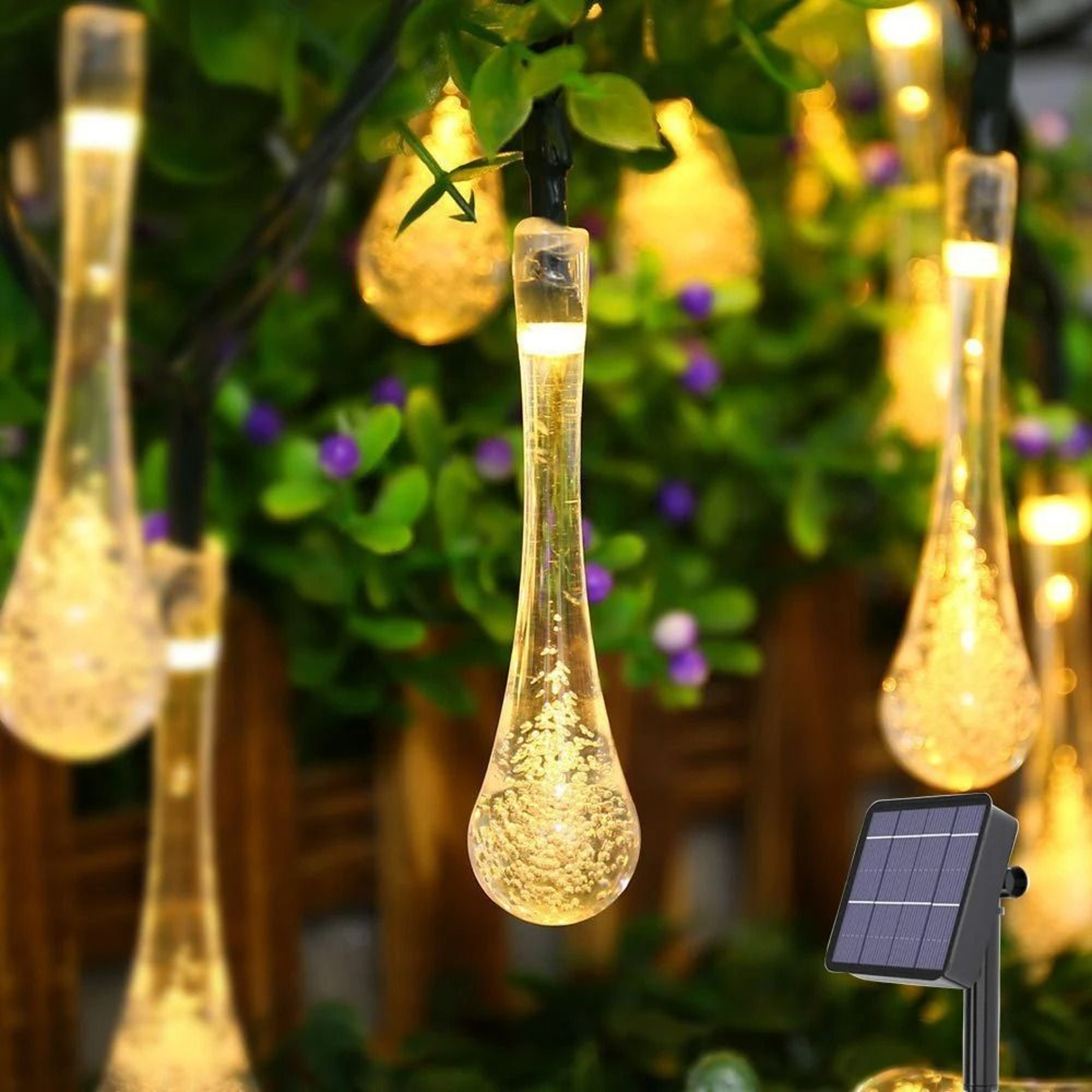 Solar Outdoor Droplet LED String Lights Waterproof Lawn Garden Path Decor 6