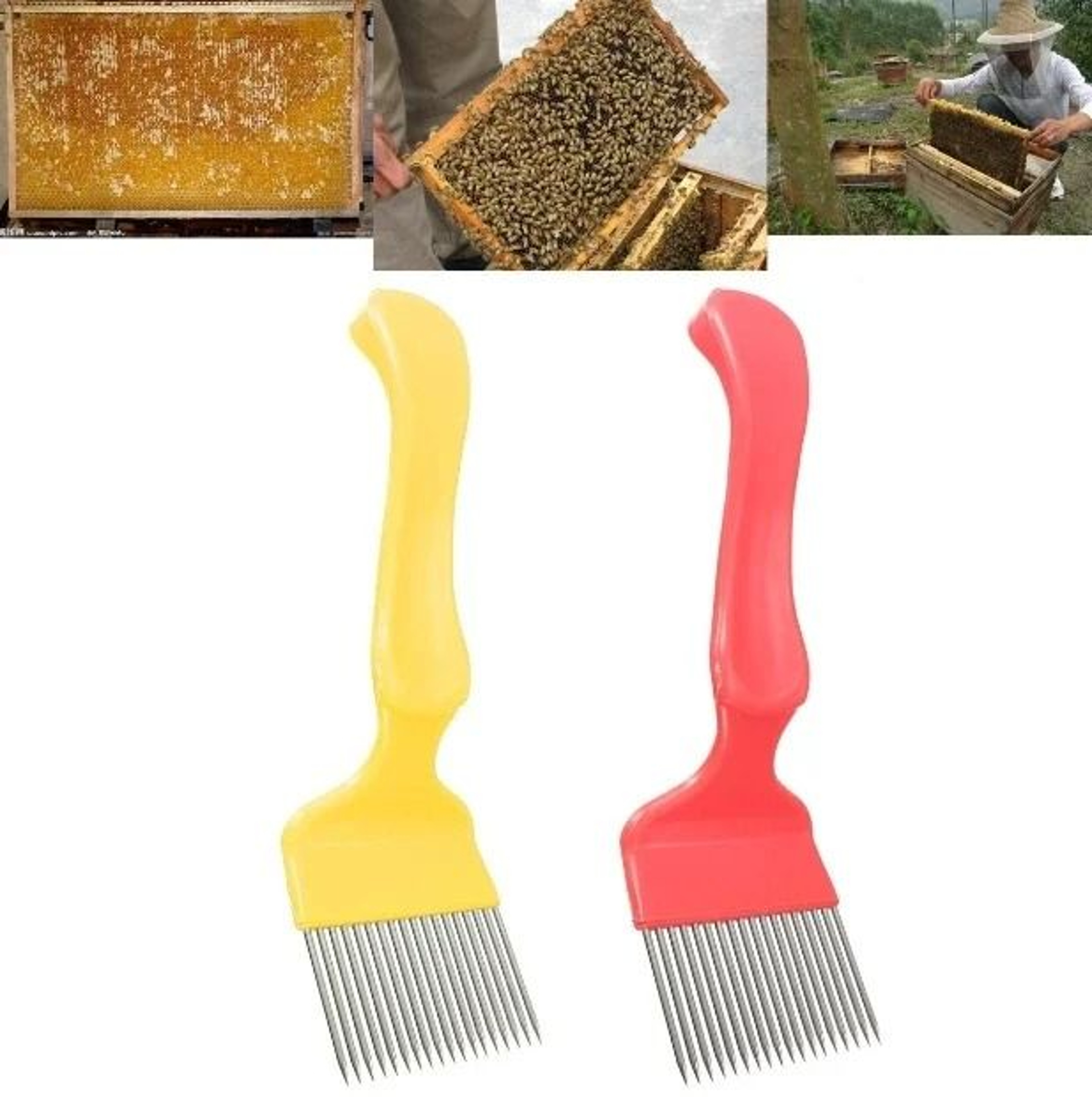 18Pin Stainless Steel Bee Honey Uncapping Fork Beekeeping Sparse Rake Comb Tool 2