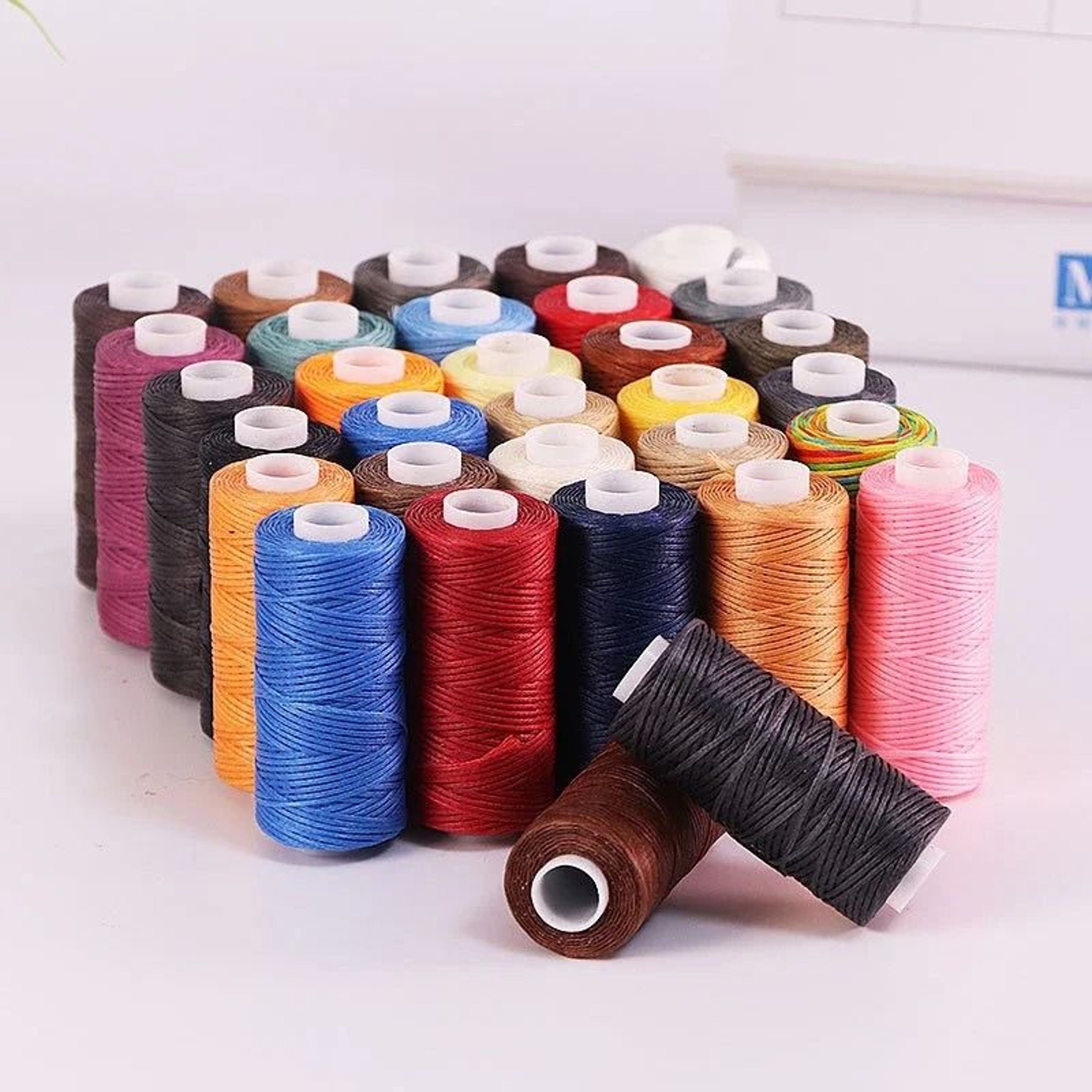 50M 08mm Flat Waxed Thread For Leathercraft Hand Stitching  DIY Handicrafts 1