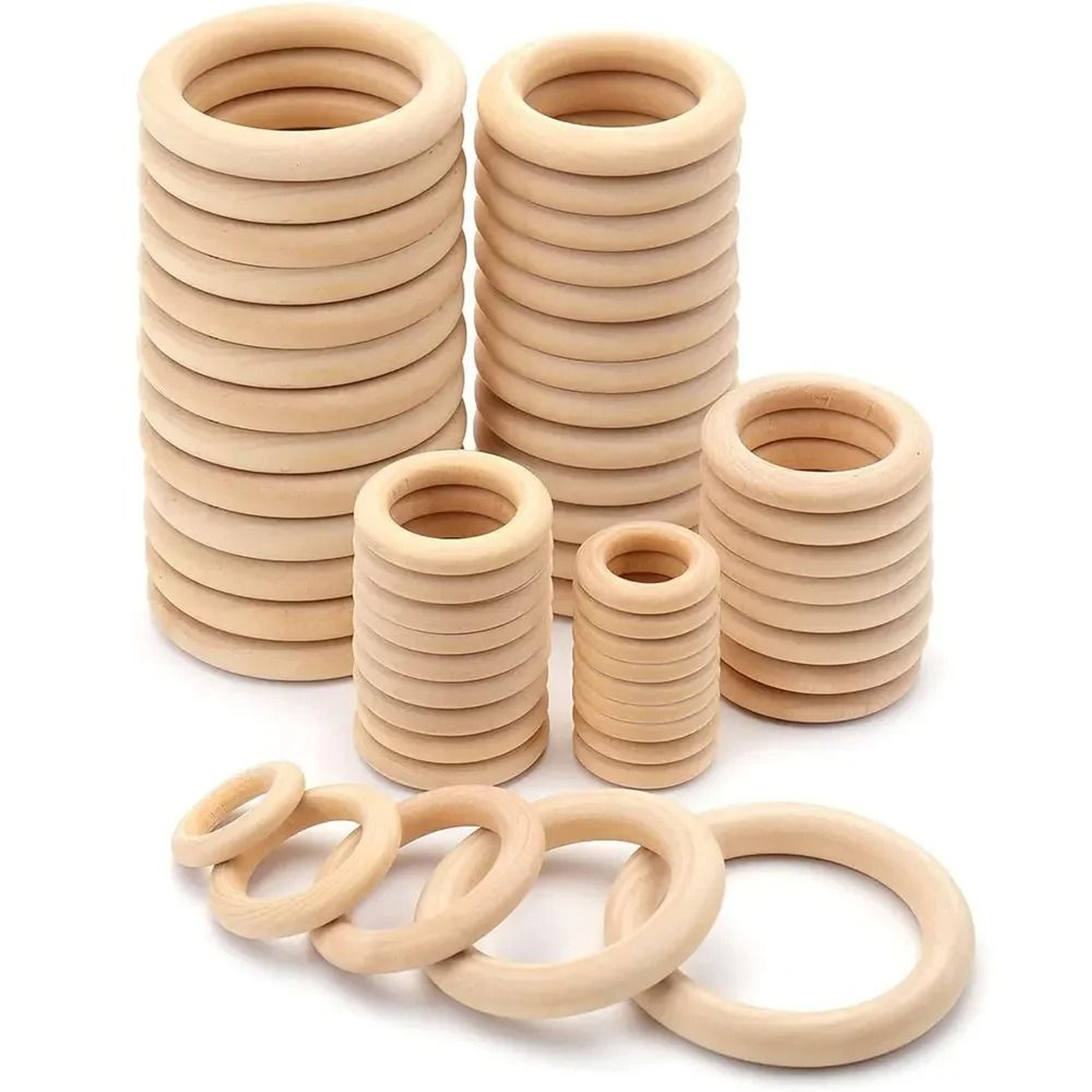 Unfinished Natural Solid Wooden Rings 15100MM For Macrame  DIY Crafts 0