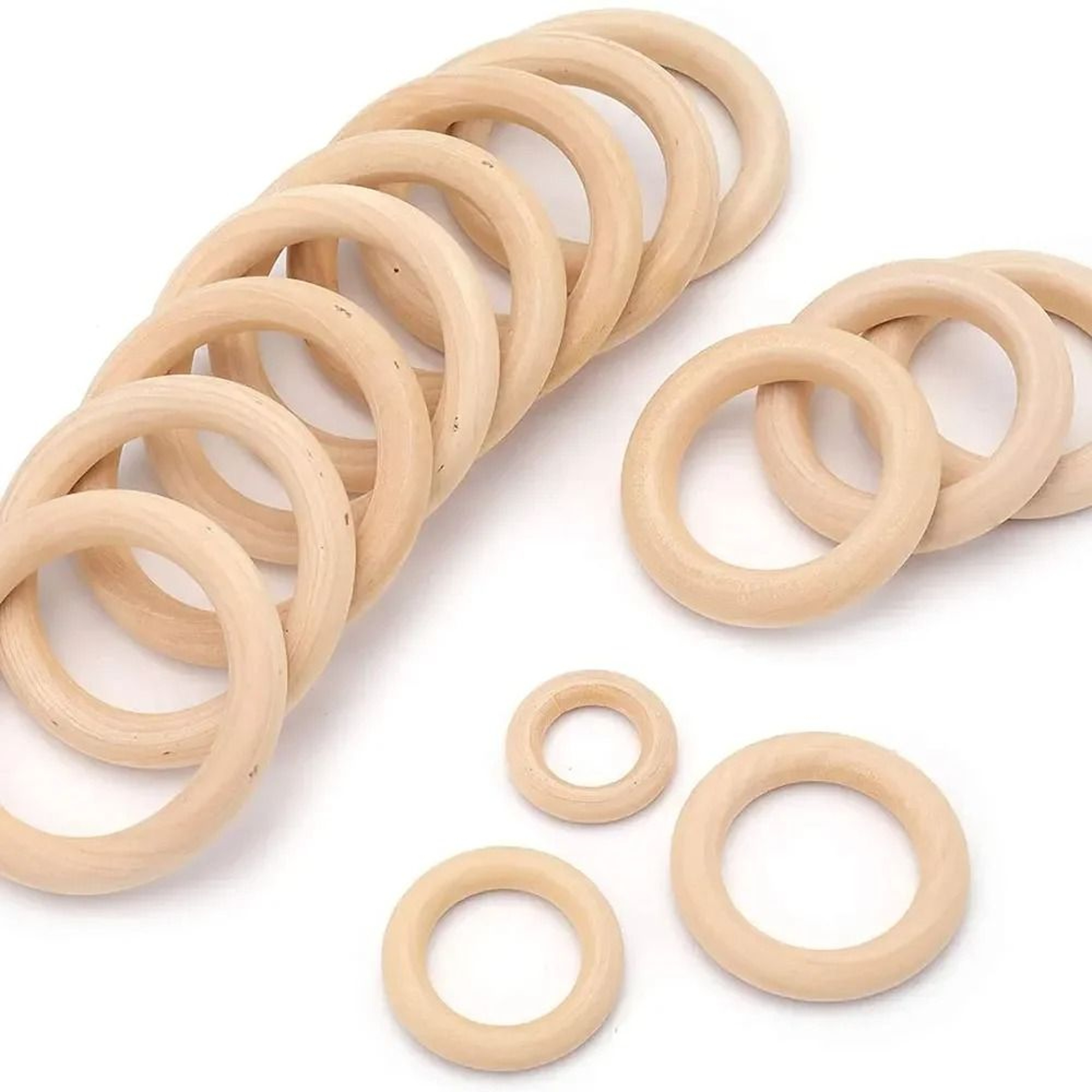 Unfinished Natural Solid Wooden Rings 15100MM For Macrame  DIY Crafts 2