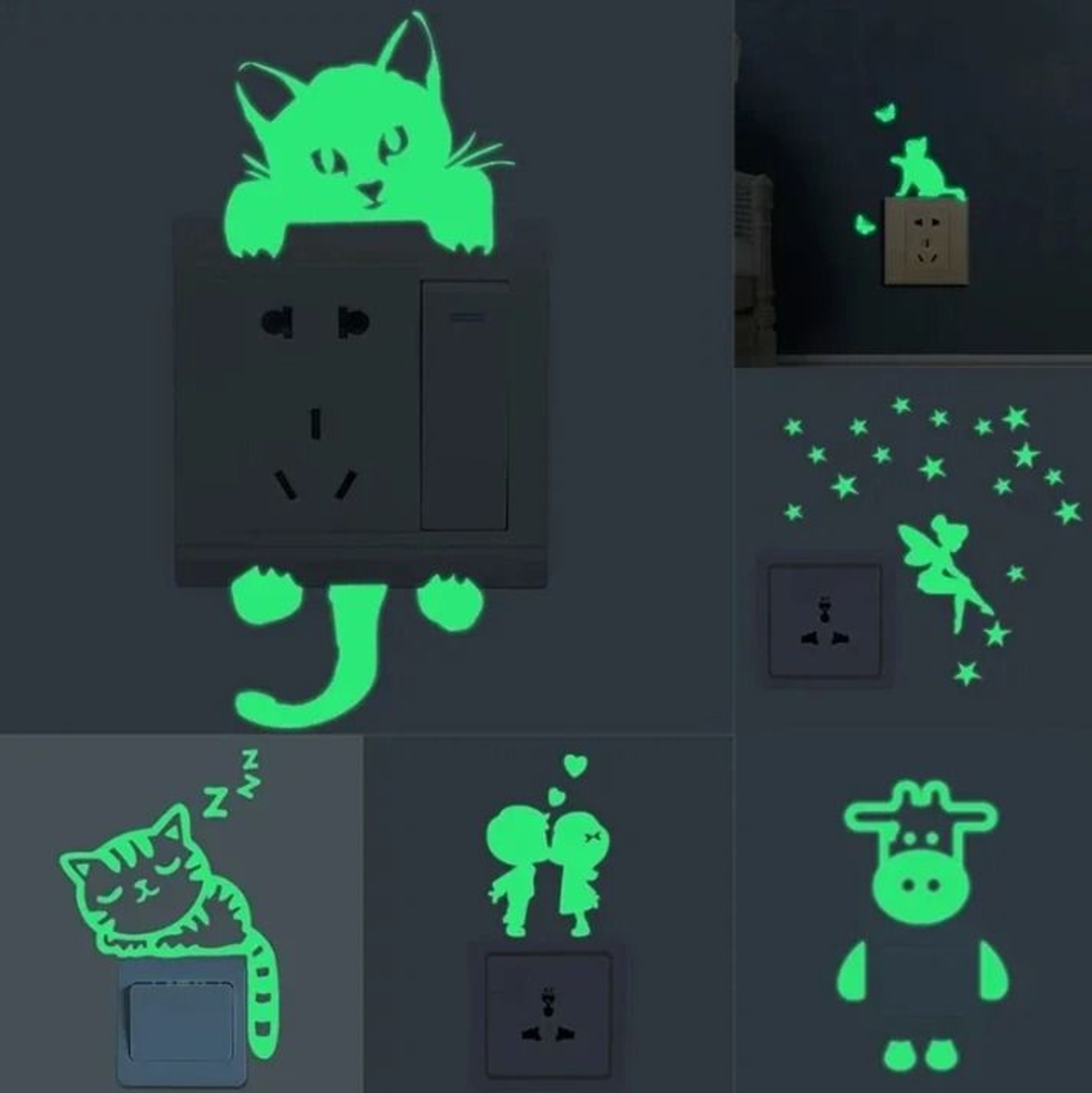 Luminous GlowintheDark Light Switch Stickers  Wall Decor For Kids Room 0