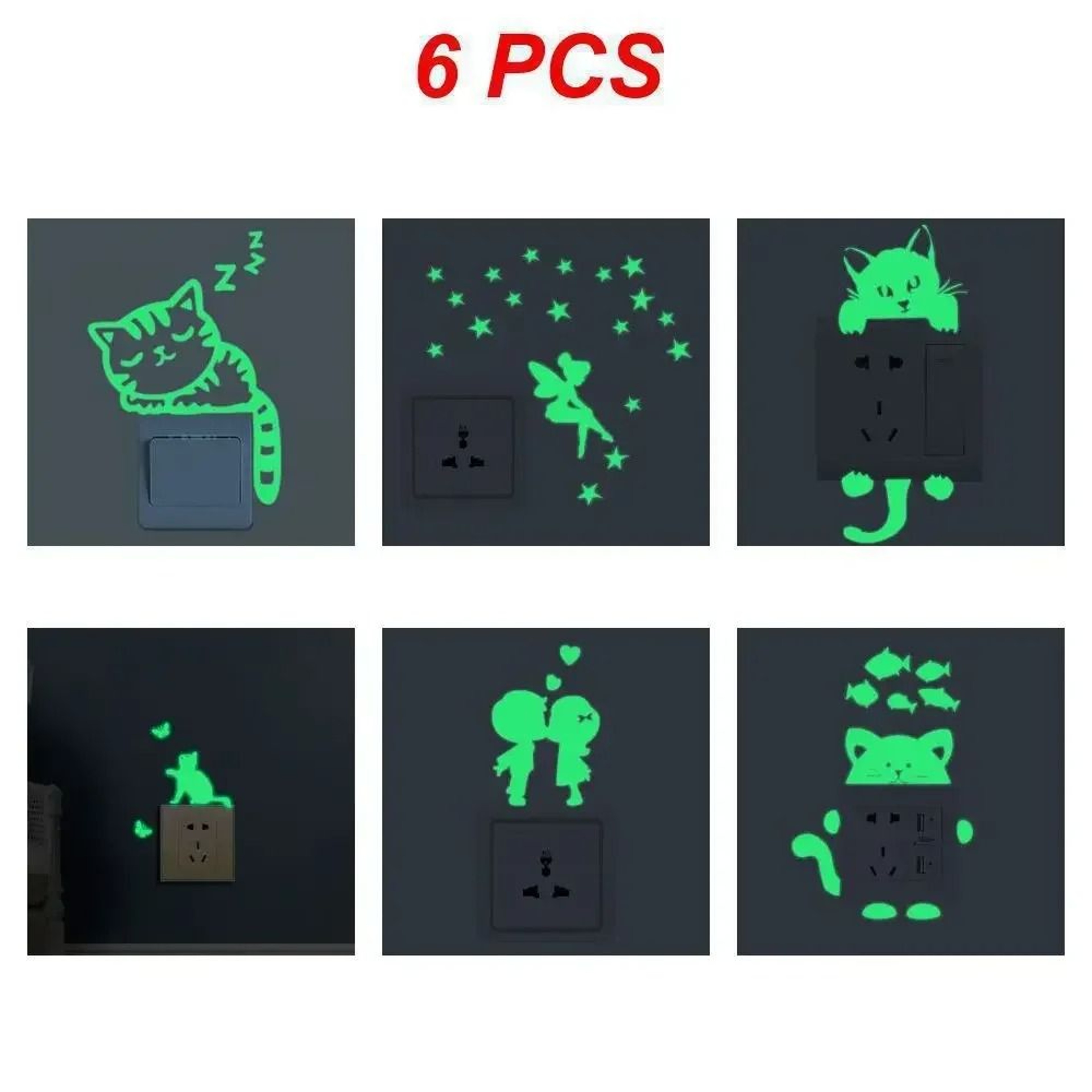 Luminous GlowintheDark Light Switch Stickers  Wall Decor For Kids Room 9