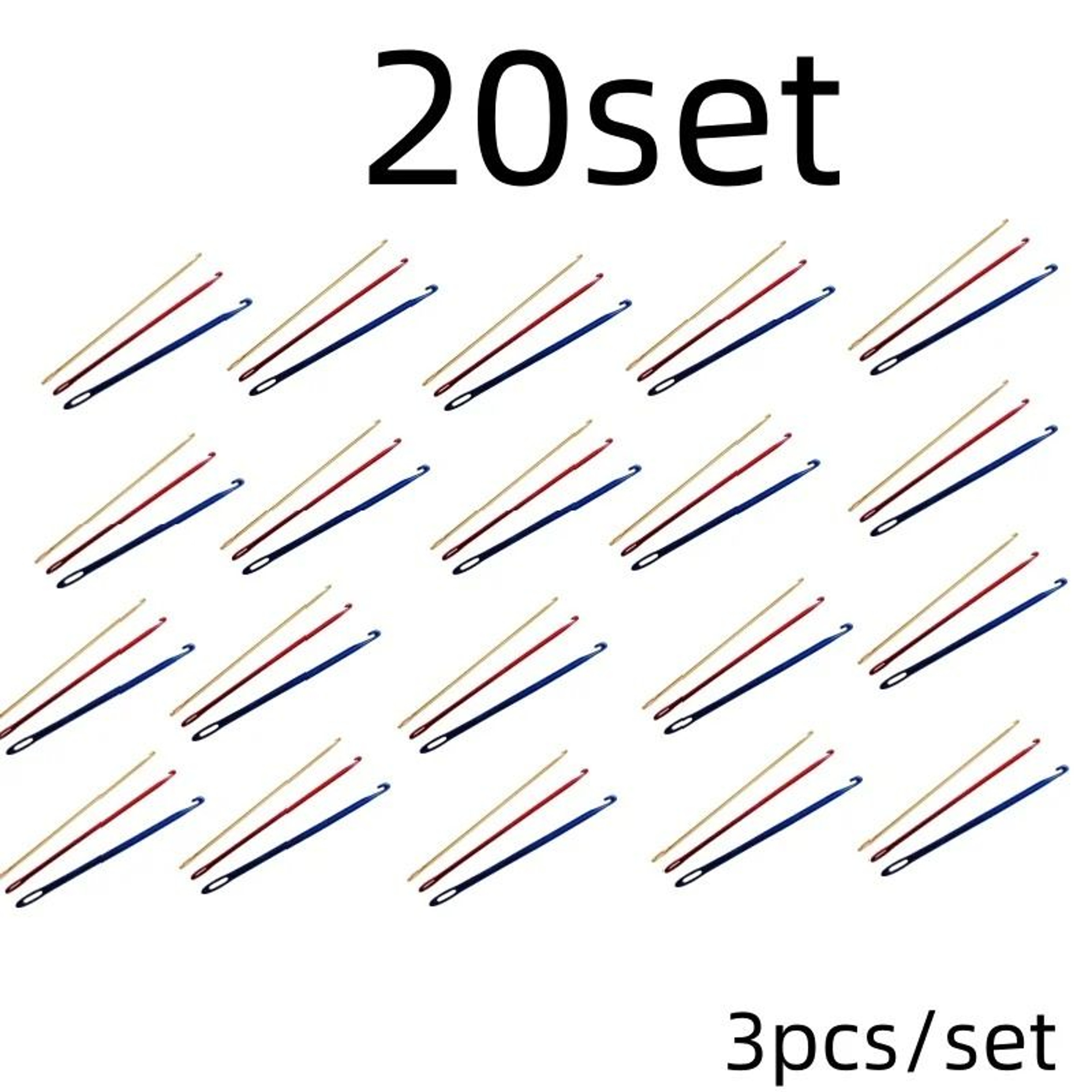 3Piece Aluminum Afghan Tunisian Crochet Hook Set With Needle Eye  Knitting Tools 17