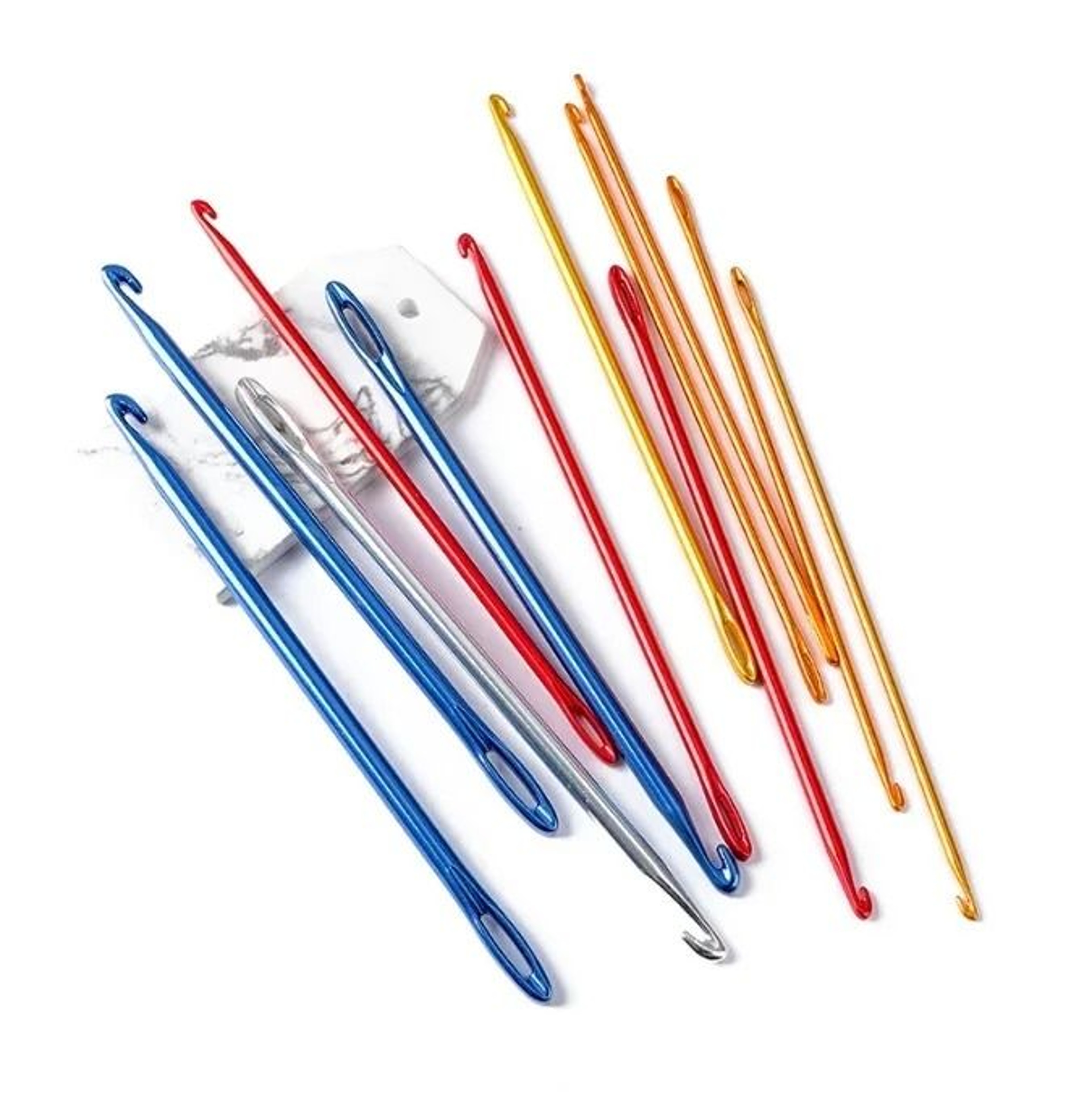3Piece Aluminum Afghan Tunisian Crochet Hook Set With Needle Eye  Knitting Tools 3