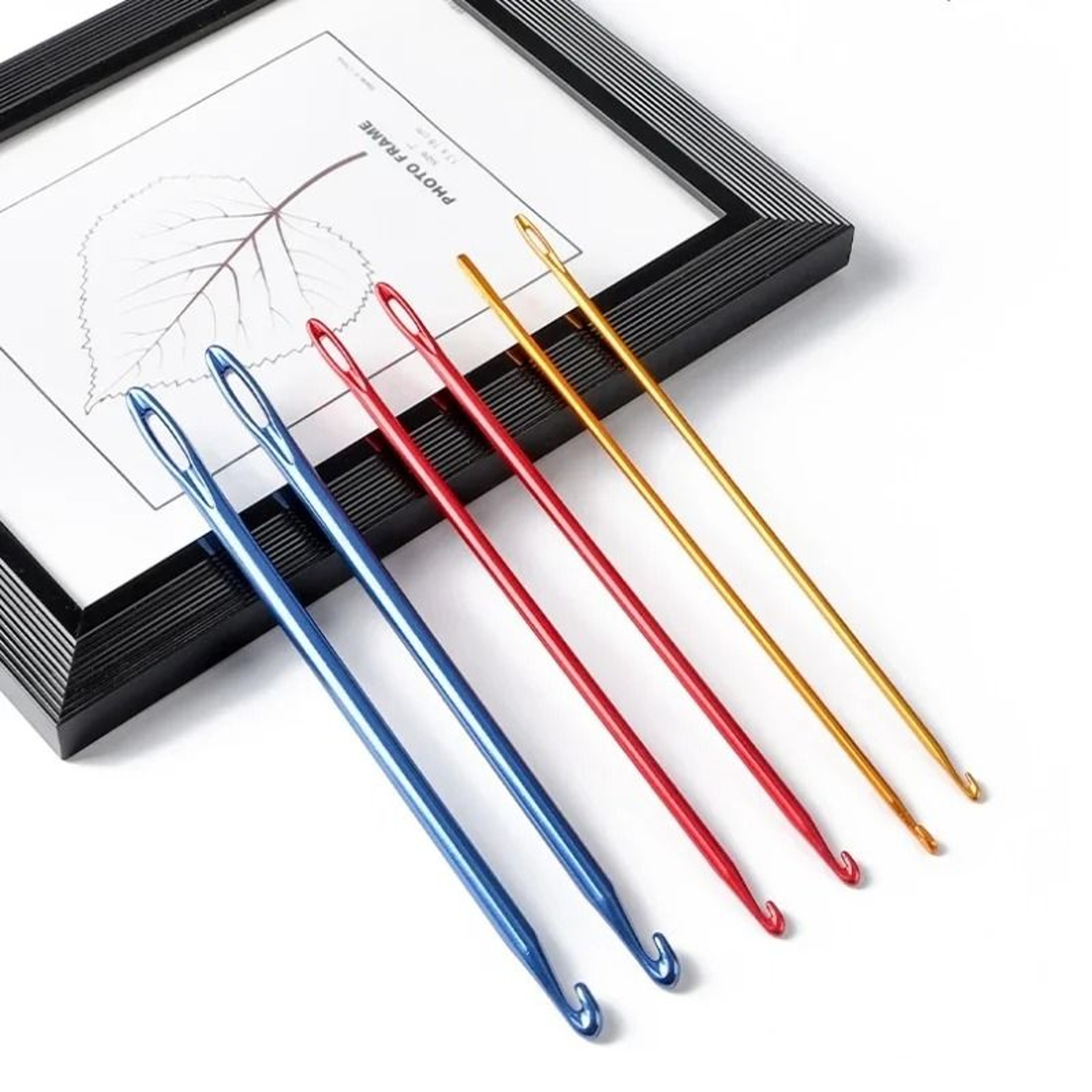 3Piece Aluminum Afghan Tunisian Crochet Hook Set With Needle Eye  Knitting Tools 0