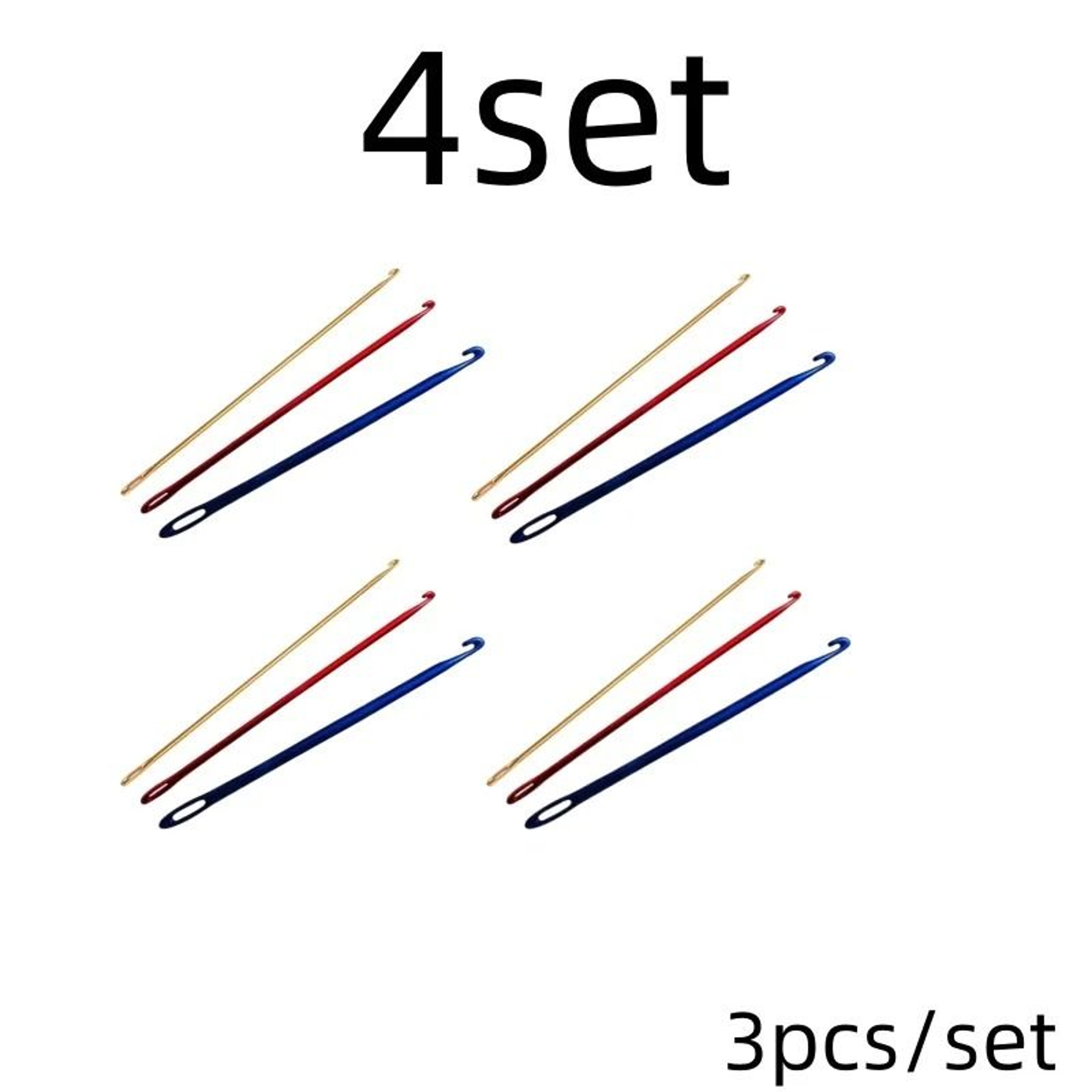 3Piece Aluminum Afghan Tunisian Crochet Hook Set With Needle Eye  Knitting Tools 9