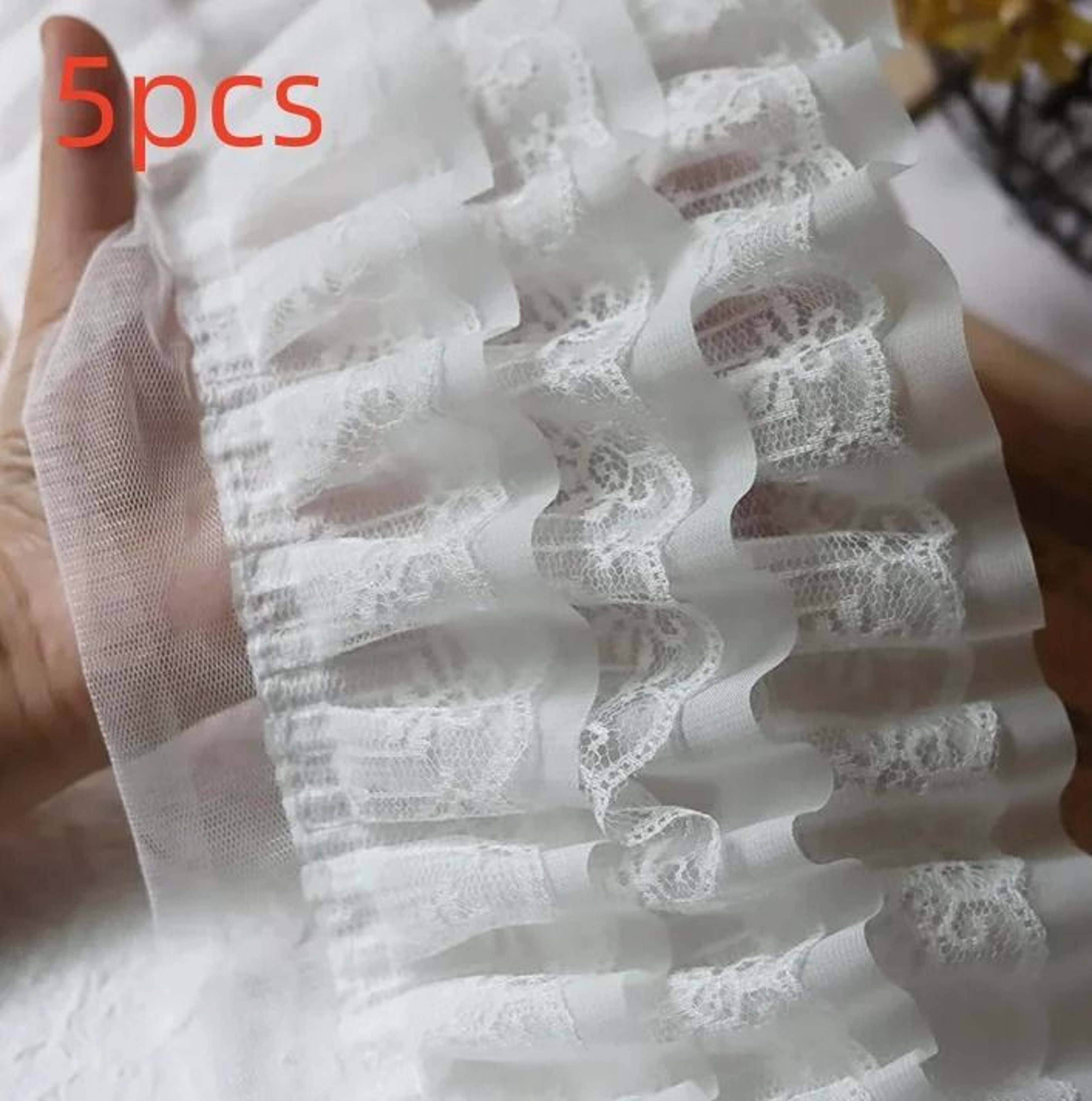 12cm ThreeLayer 3D Pleated Mesh Chiffon Embroidered Ruffle Trim 14