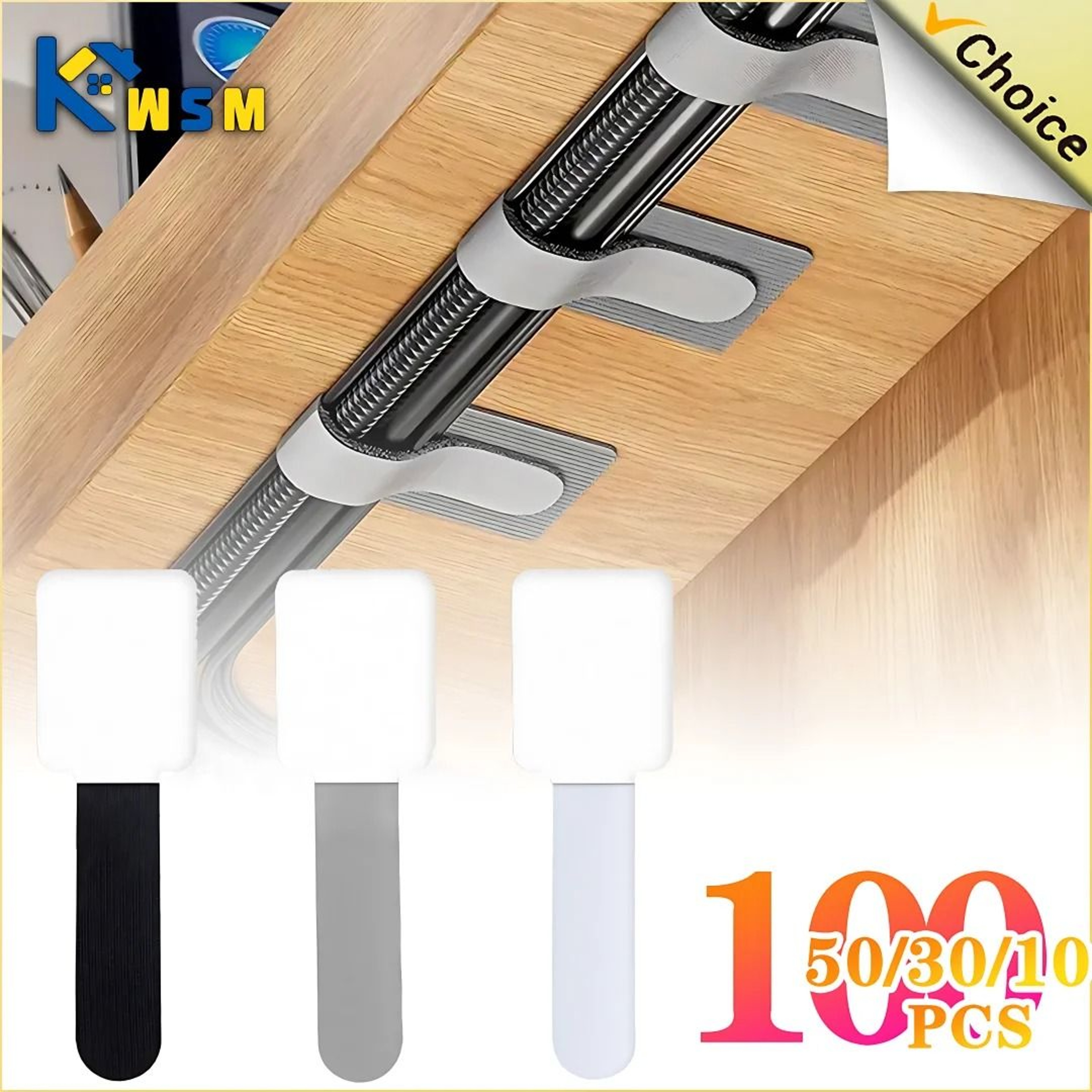 Reusable SelfAdhesive Adjustable Cable Ties  Desk Wire Organizer Straps 0