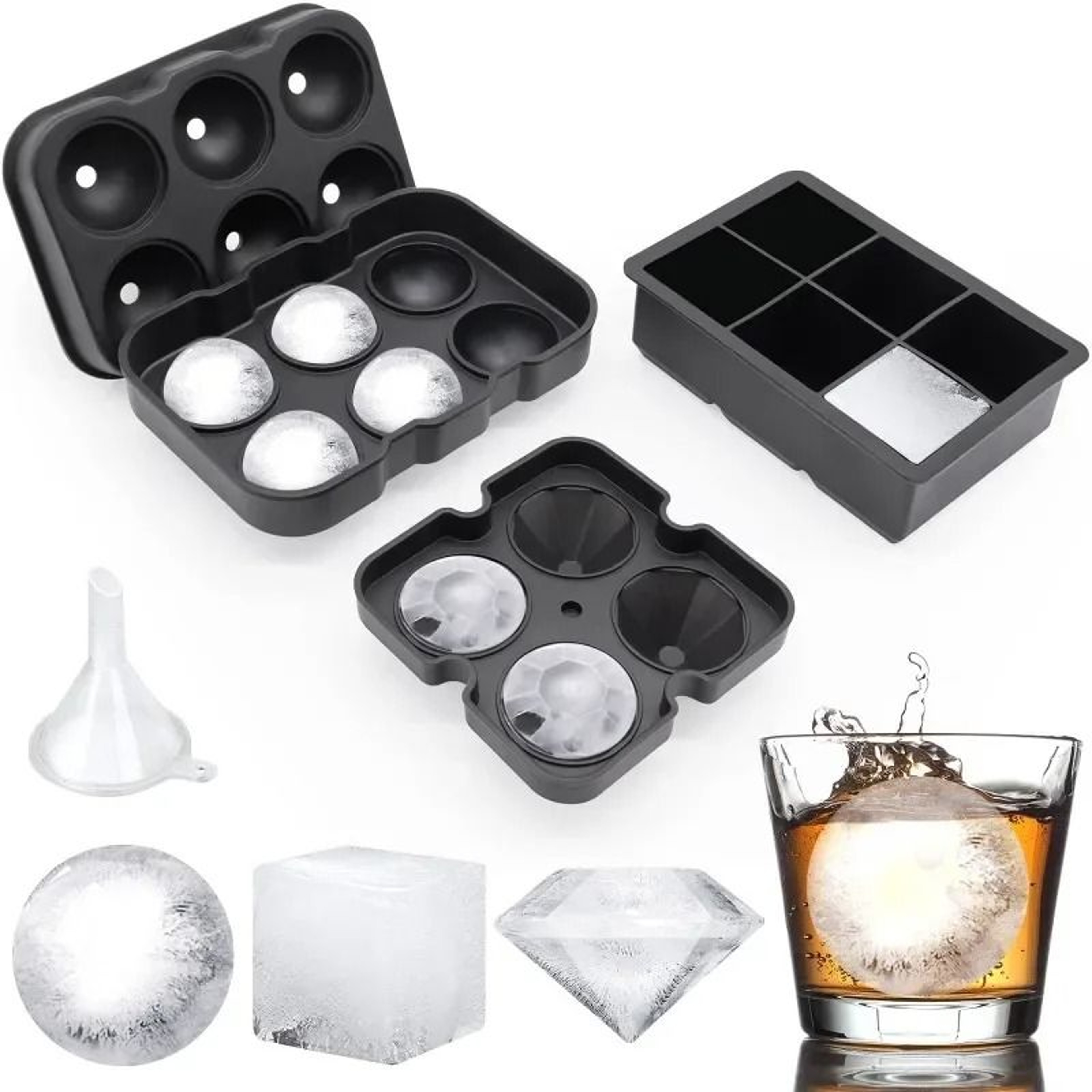 MultiGrid Silicone Ice Cube  Spherical Ice Ball Molds For Whiskey  Cocktails 1