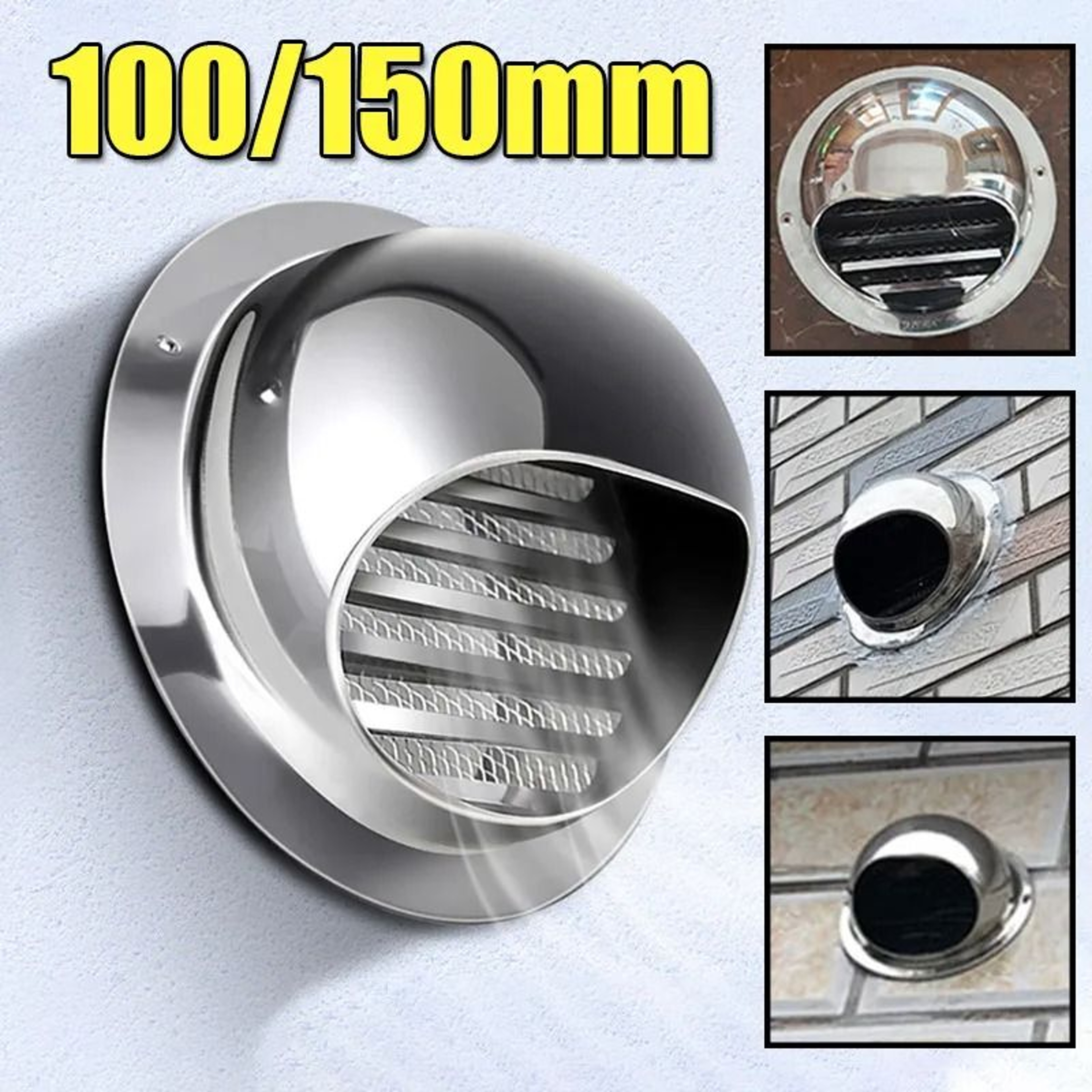 Stainless Steel Wall  Ceiling Air Vent Exhaust Grille Cover  Waterproof Ventilation Outlet Cap 0