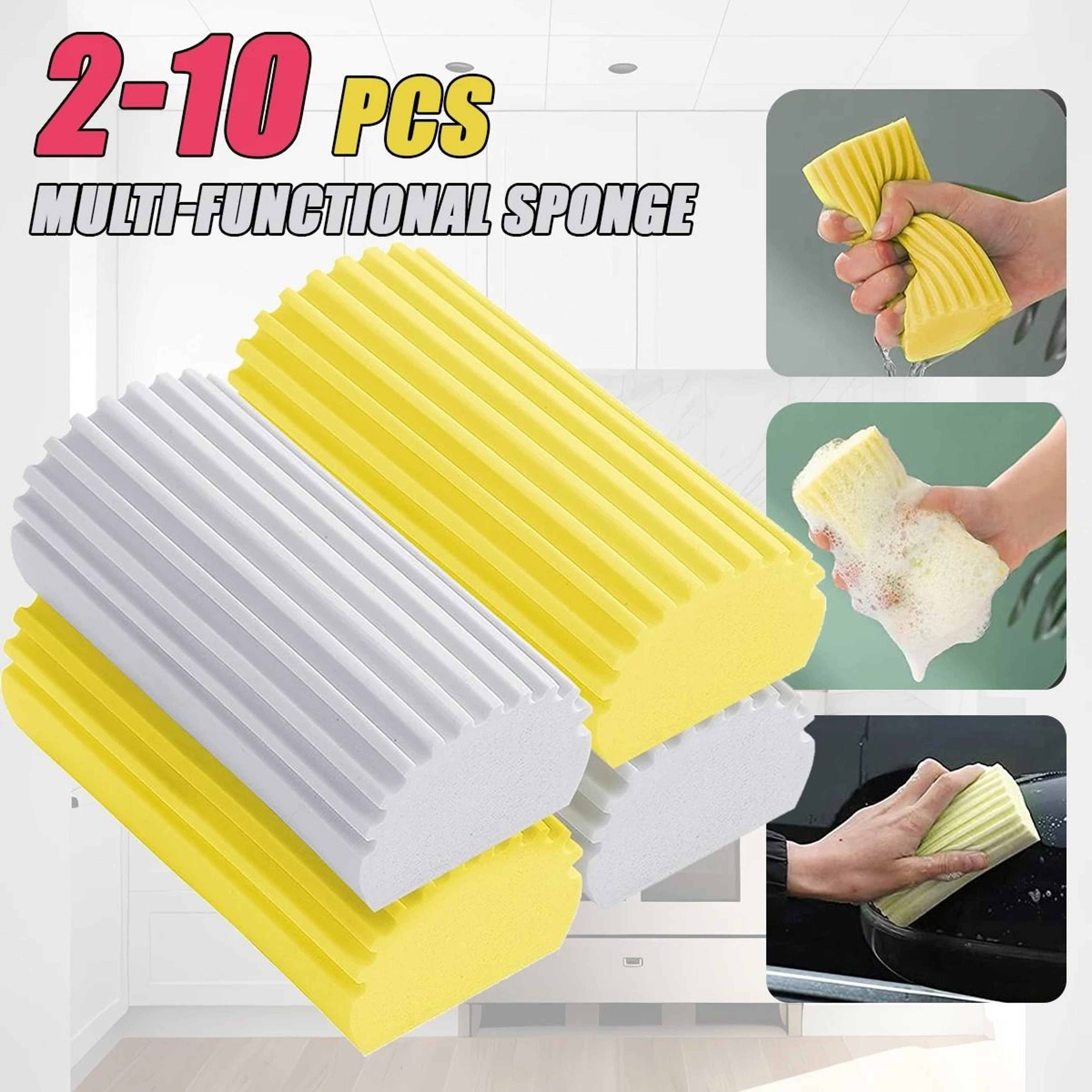 MultiFunctional HighDensity PVA Cleaning Sponge Set  UltraAbsorbent Household  Car Washing Blocks 0