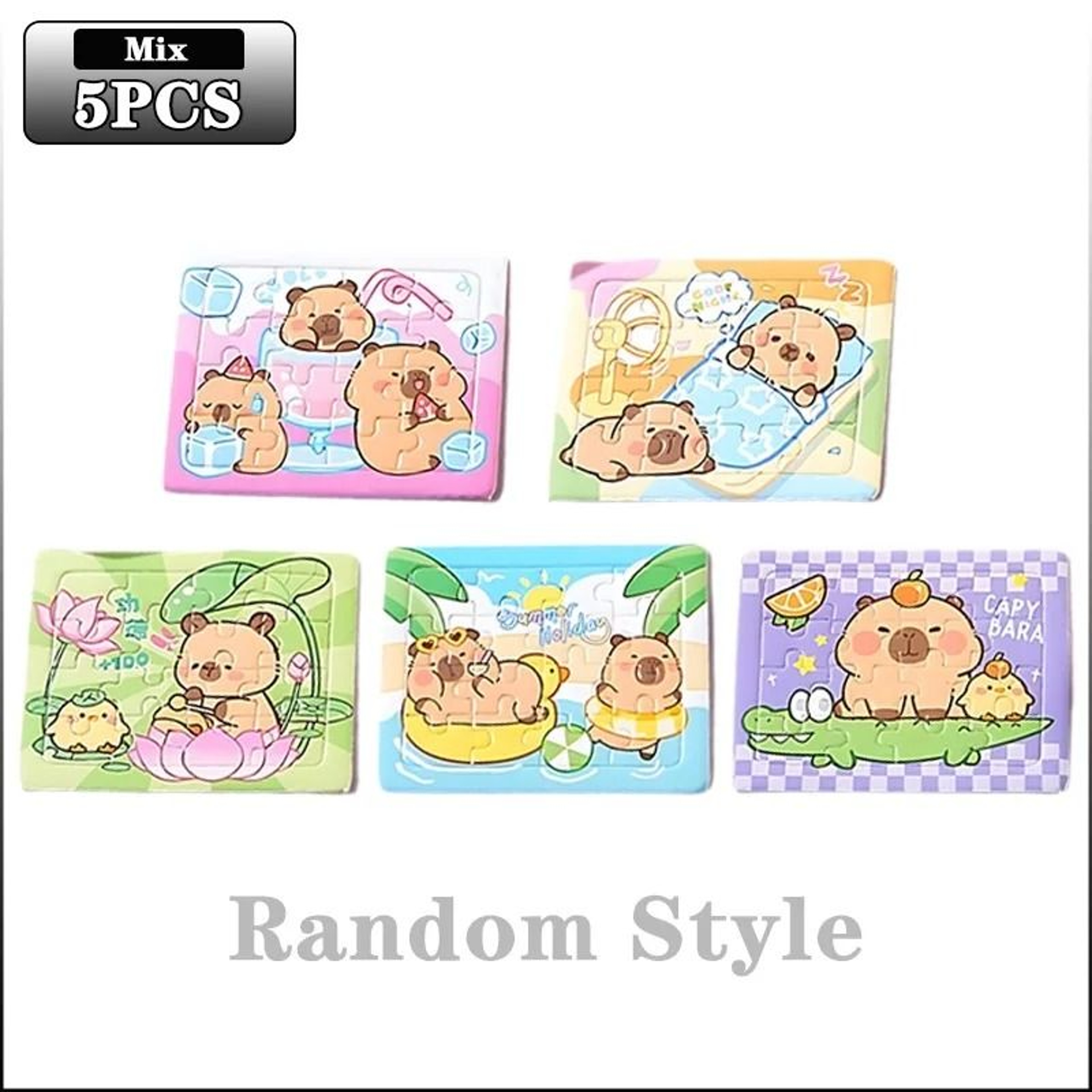 Cartoon Animal Capybara Mini Paper Jigsaw Puzzles  Educational Toy  Party Favor Set For Kids 5