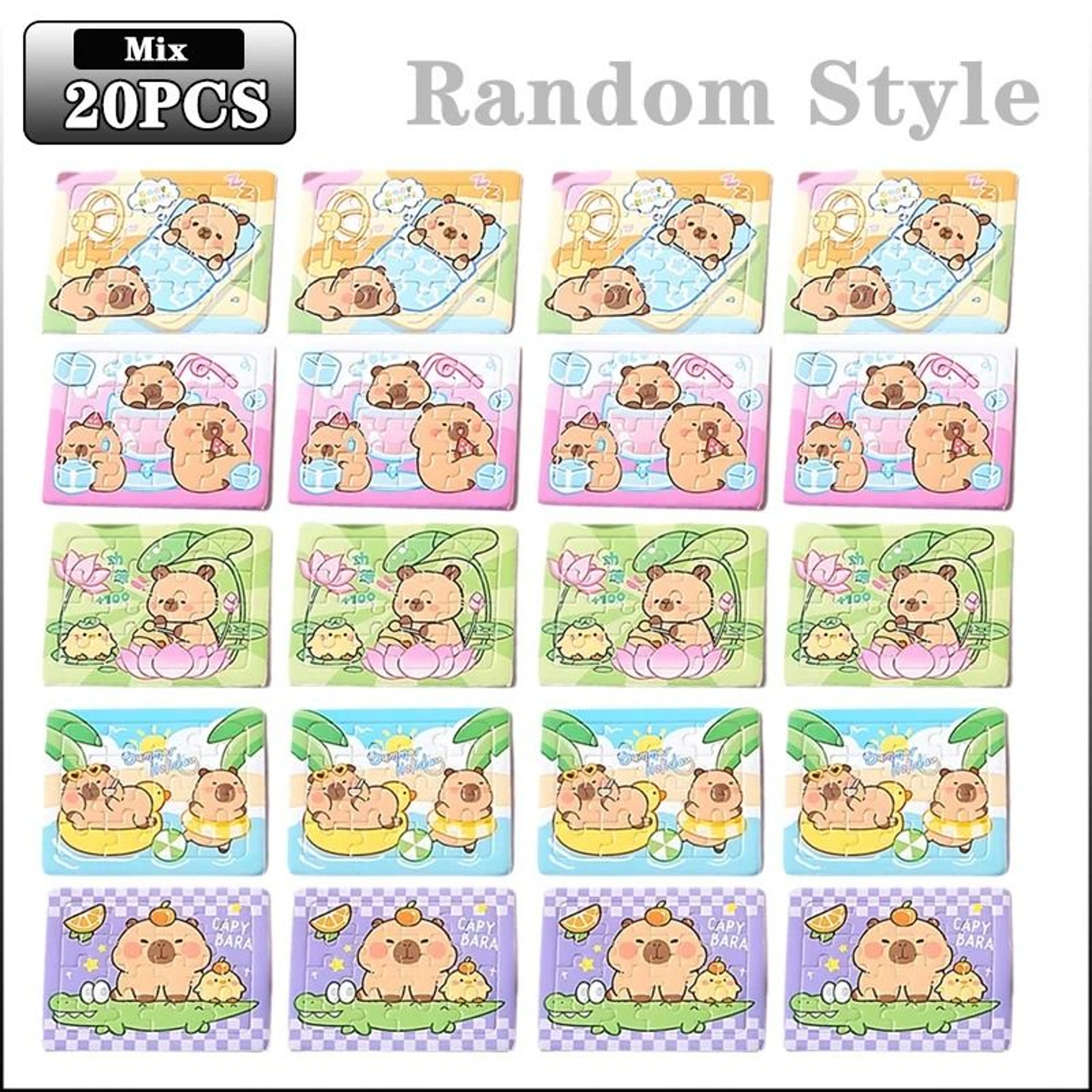 Cartoon Animal Capybara Mini Paper Jigsaw Puzzles  Educational Toy  Party Favor Set For Kids 9