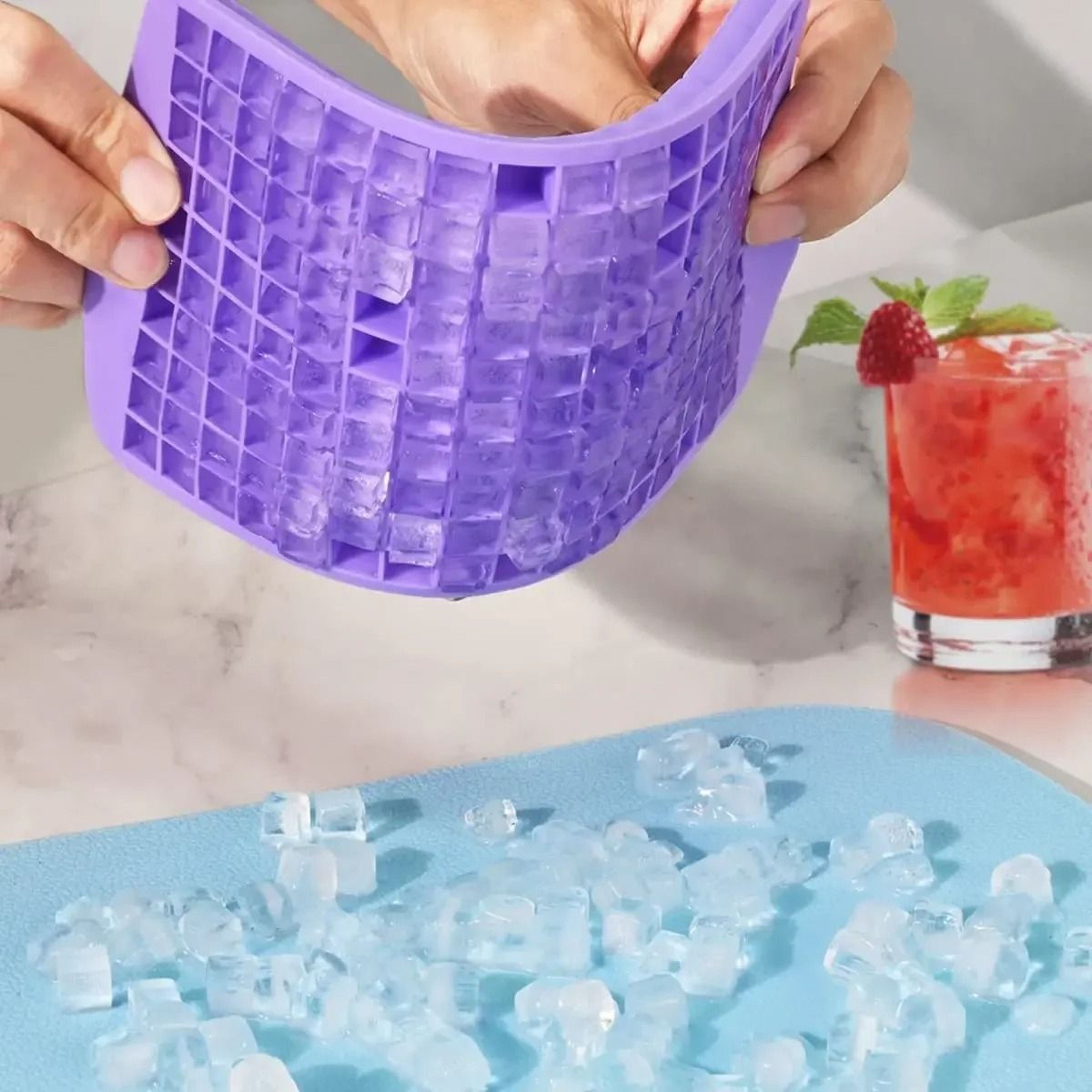 160Grid Mini Silicone Ice Cube Tray  Flexible Small Square Mold  Crushed Ice Maker 3