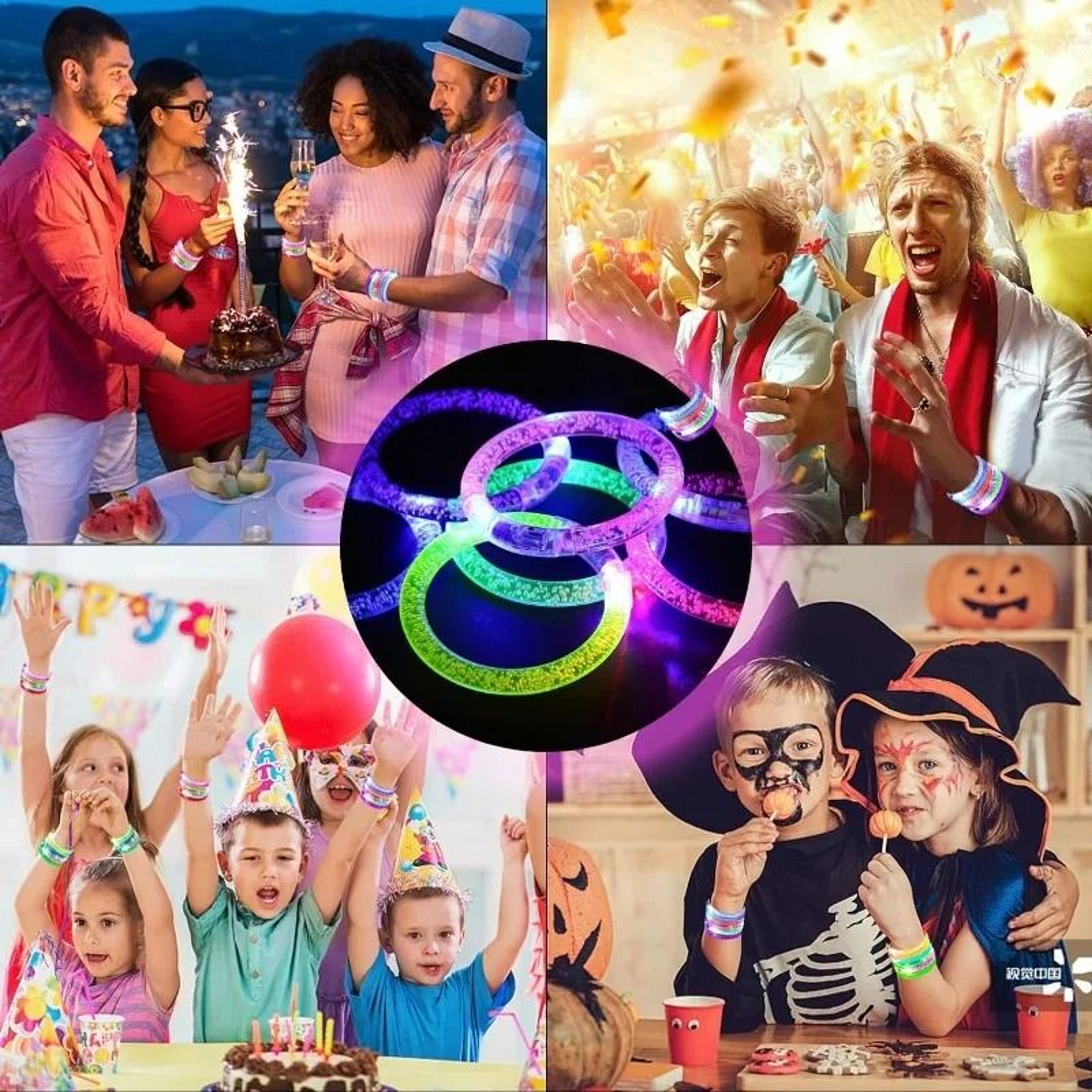 Halloween LED Acrylic Glow Bracelets  Fluorescent LightUp Wristbands For Concerts  Holiday Parties 4