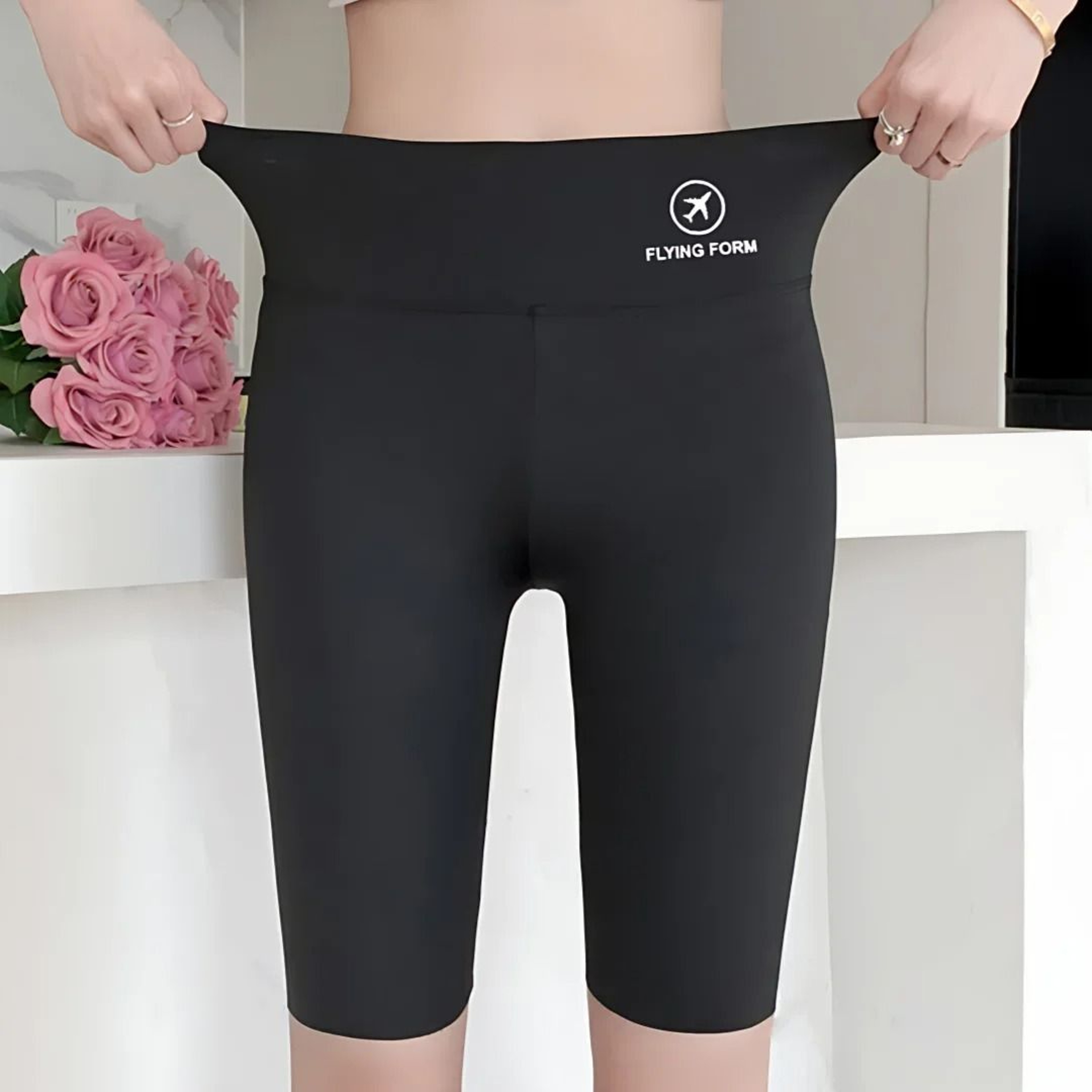 Summer HighWaisted Shark Biker Shorts  Tummy Control  HipLifting Elastic Yoga FiveMinute Trousers 2