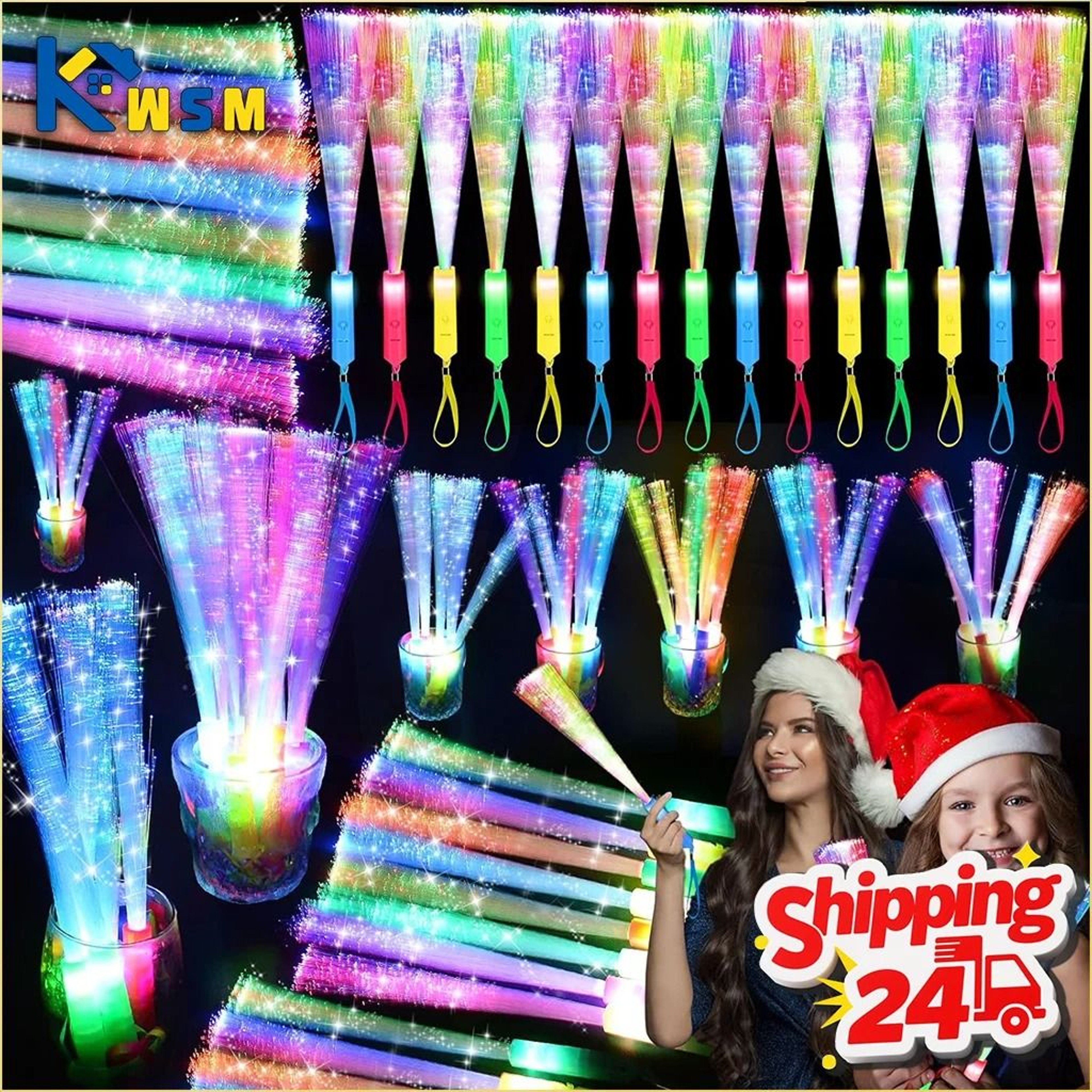 Fiber Optic LED Glow LightUp Wands  MultiColor Concert Support Props  Party Lighting 0