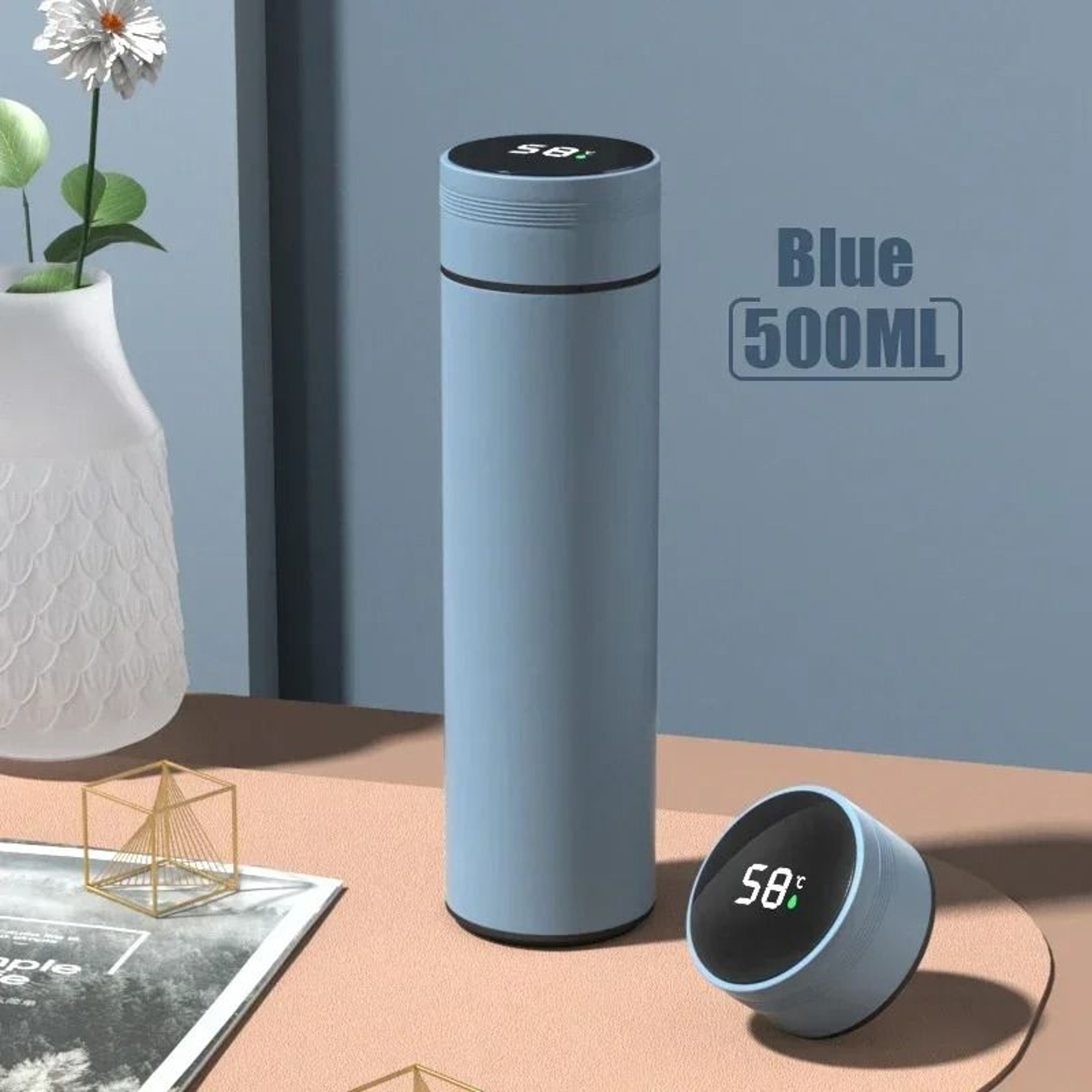 500ml Smart Stainless Steel Thermos Cup  Temperature Display Vacuum Insulated Travel Mug With Divid 8