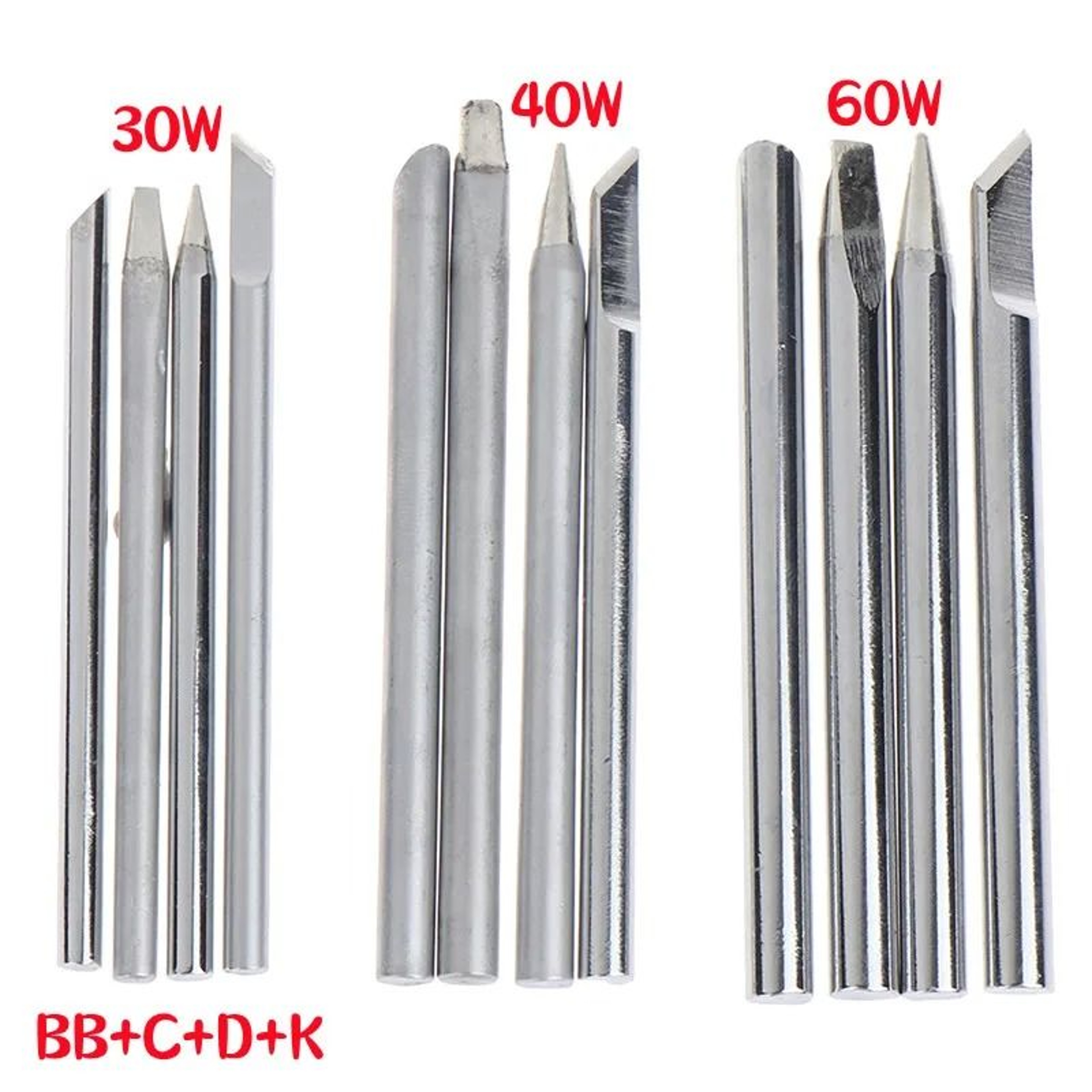 4Pcs Copper Soldering Iron Tips 30W 40W 60W For External Heat Irons 1