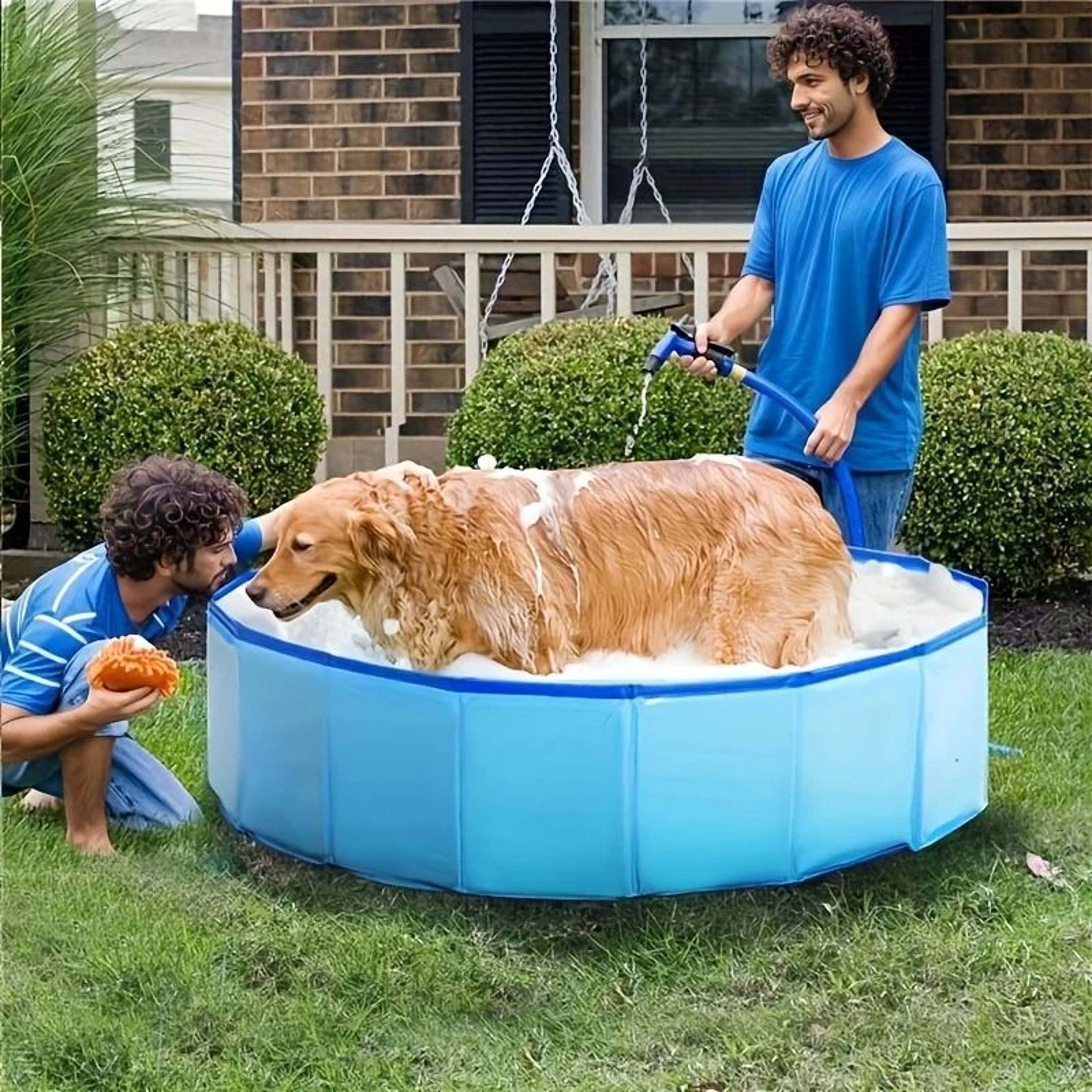 HeavyDuty Blue Pet Bath Tub  Portable Folding Dog Grooming Pool 8