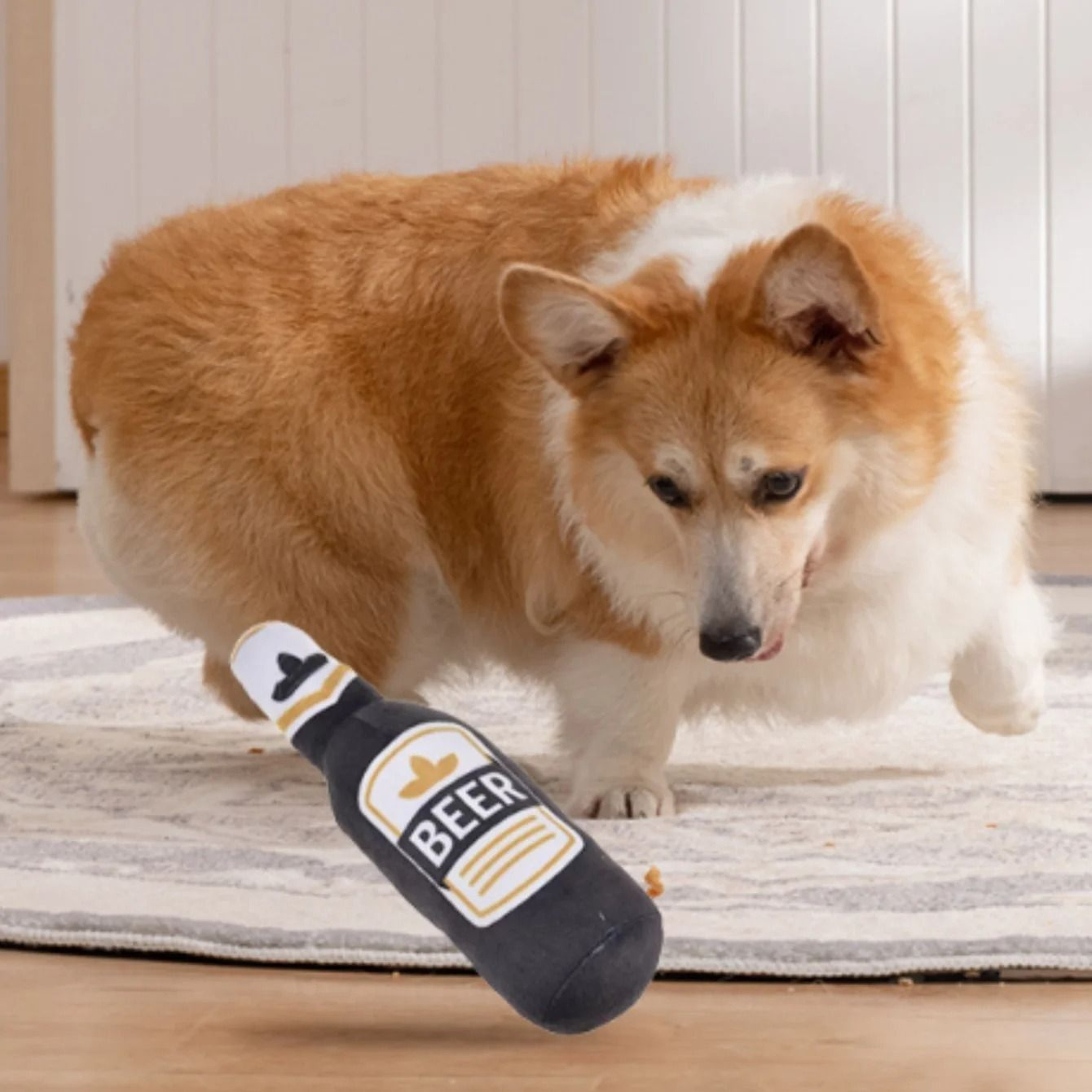 Funny Simulation Beer Bottle Plush Squeaky Dog Toy 1