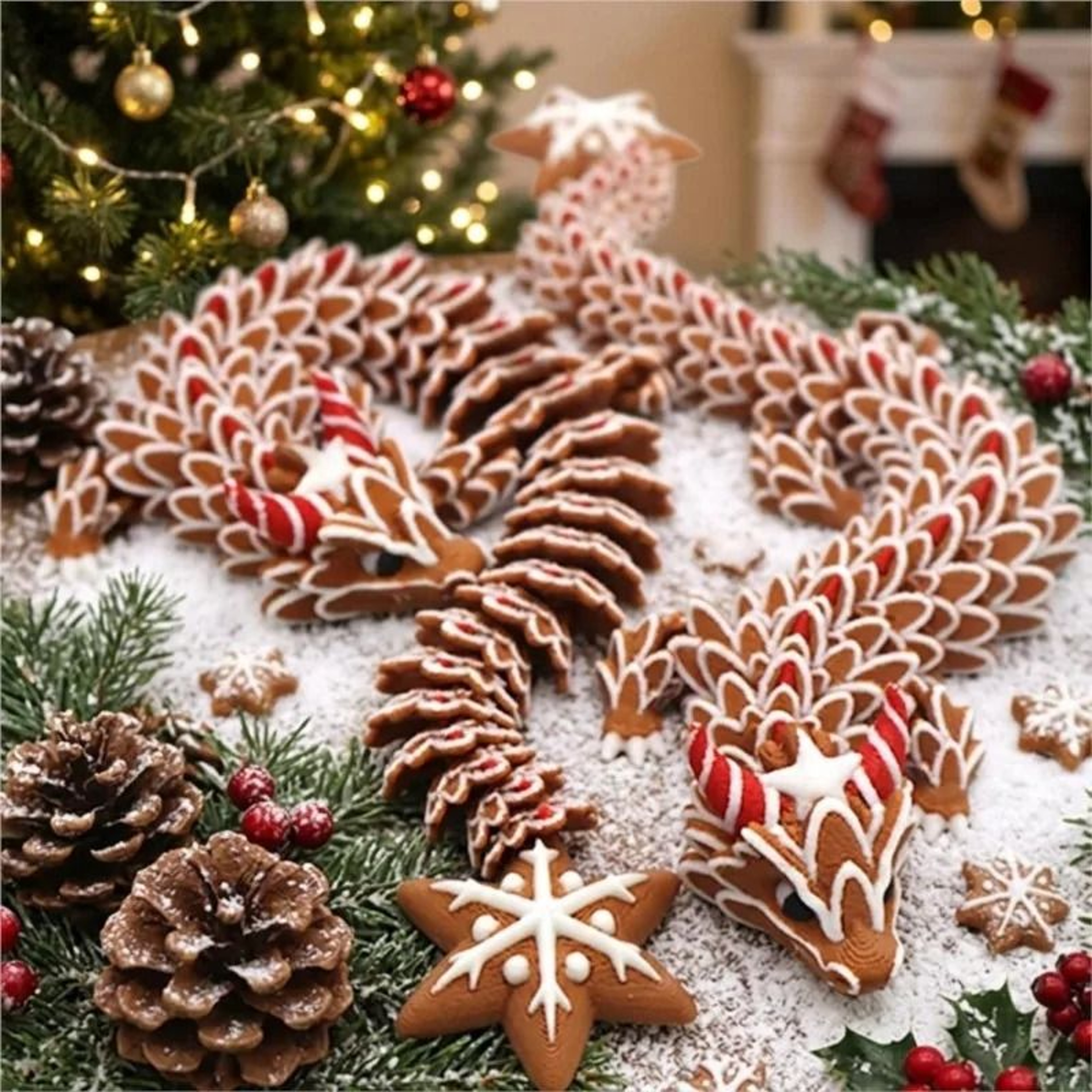 3D Printed MultiJoint Moveable Gingerbread Dragon Cookie Texture Stress Relief Toy 3