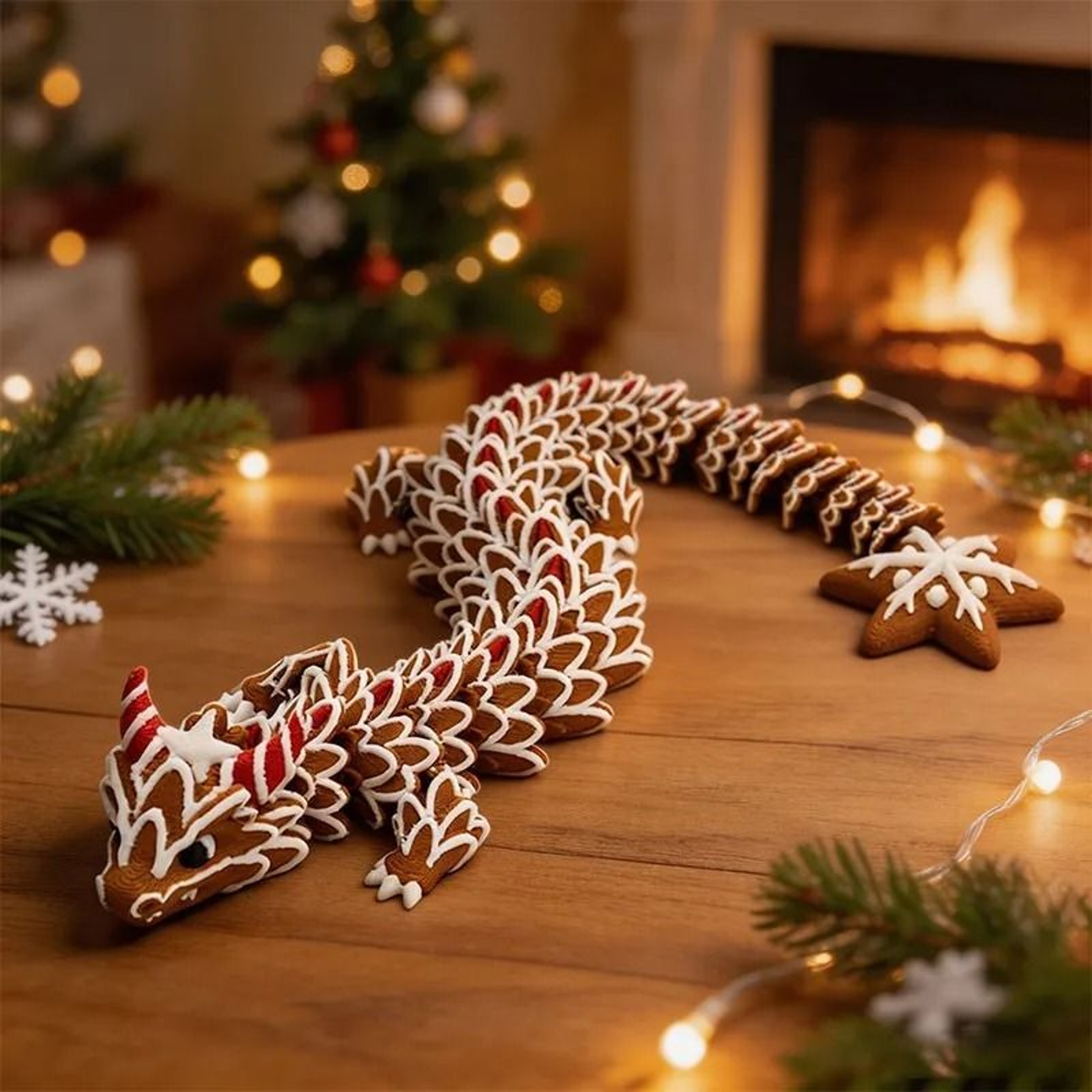 3D Printed MultiJoint Moveable Gingerbread Dragon Cookie Texture Stress Relief Toy 4
