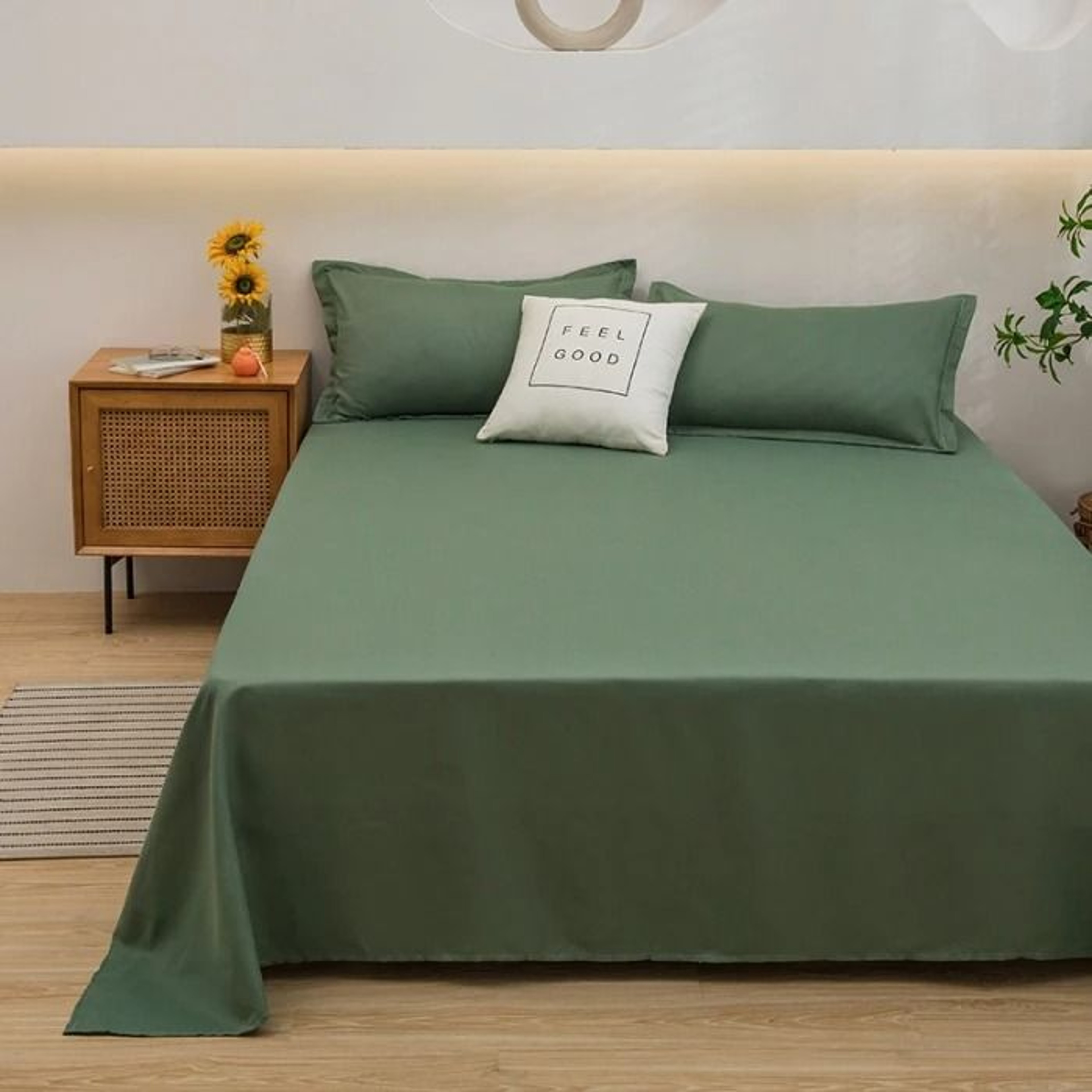 Solid Color Soft Microfiber Bed Flat Sheet Single  Double  Queen  King Bed 6